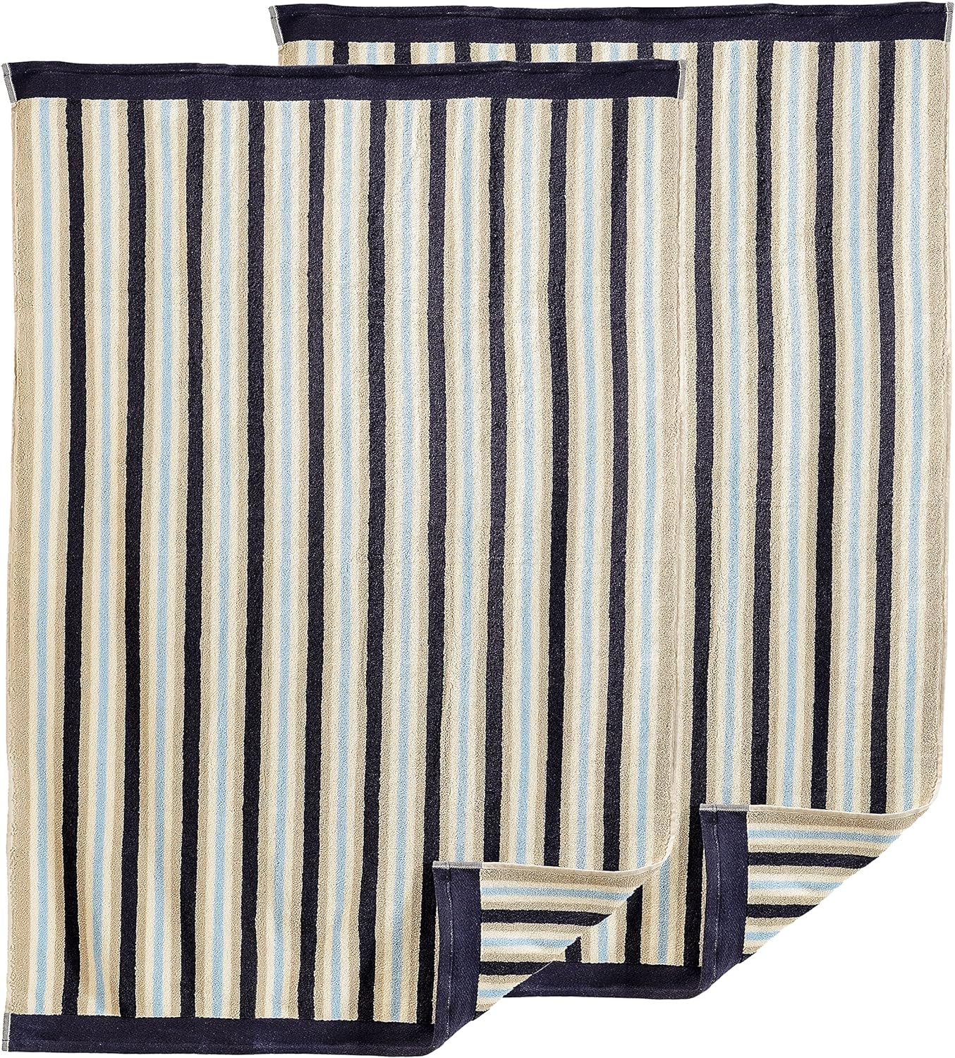 Premium Cotton Stripe 2-Piece Bath Sheet Set - Ultra Soft & Absorbent Towels for Spa, Bathroom & Beach Use