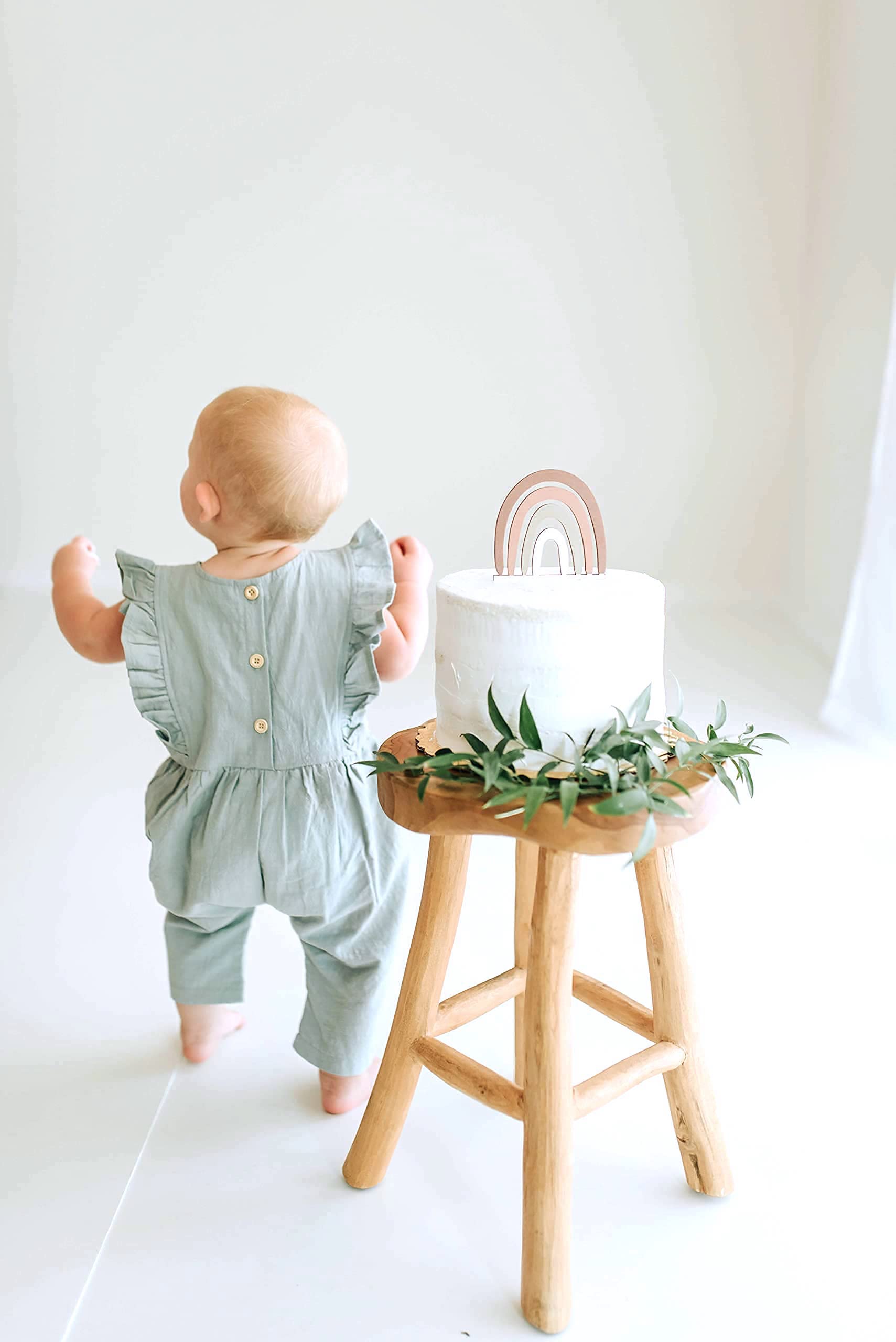 Wooden Boho Rainbow Cake Topper & Happy Birthday Sign - Gender Neutral Baby Shower & Birthday Party Decor for Boys & Girls | Bohemian Rainbow Themed Celebration Cake Decorations | Perfect for Birthday Cakes, Baby Showers & Boho Party Decor