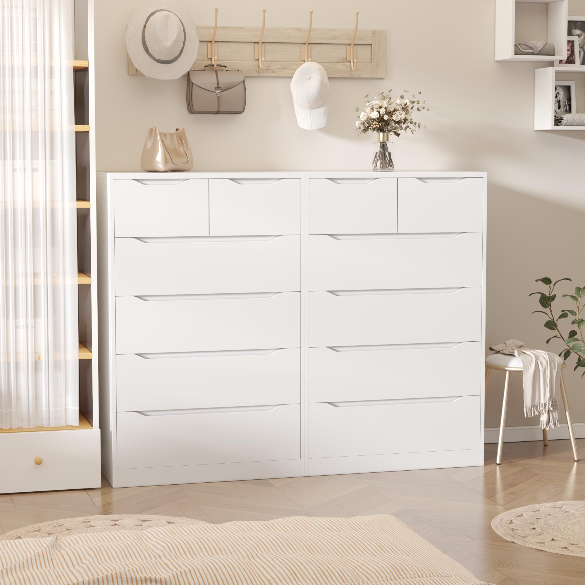 Modern White 6-Drawer Dresser for Bedroom - Tall Chest of Drawers with Large Storage Space - Perfect for Bedroom, Corridor & Living Room - 27.5