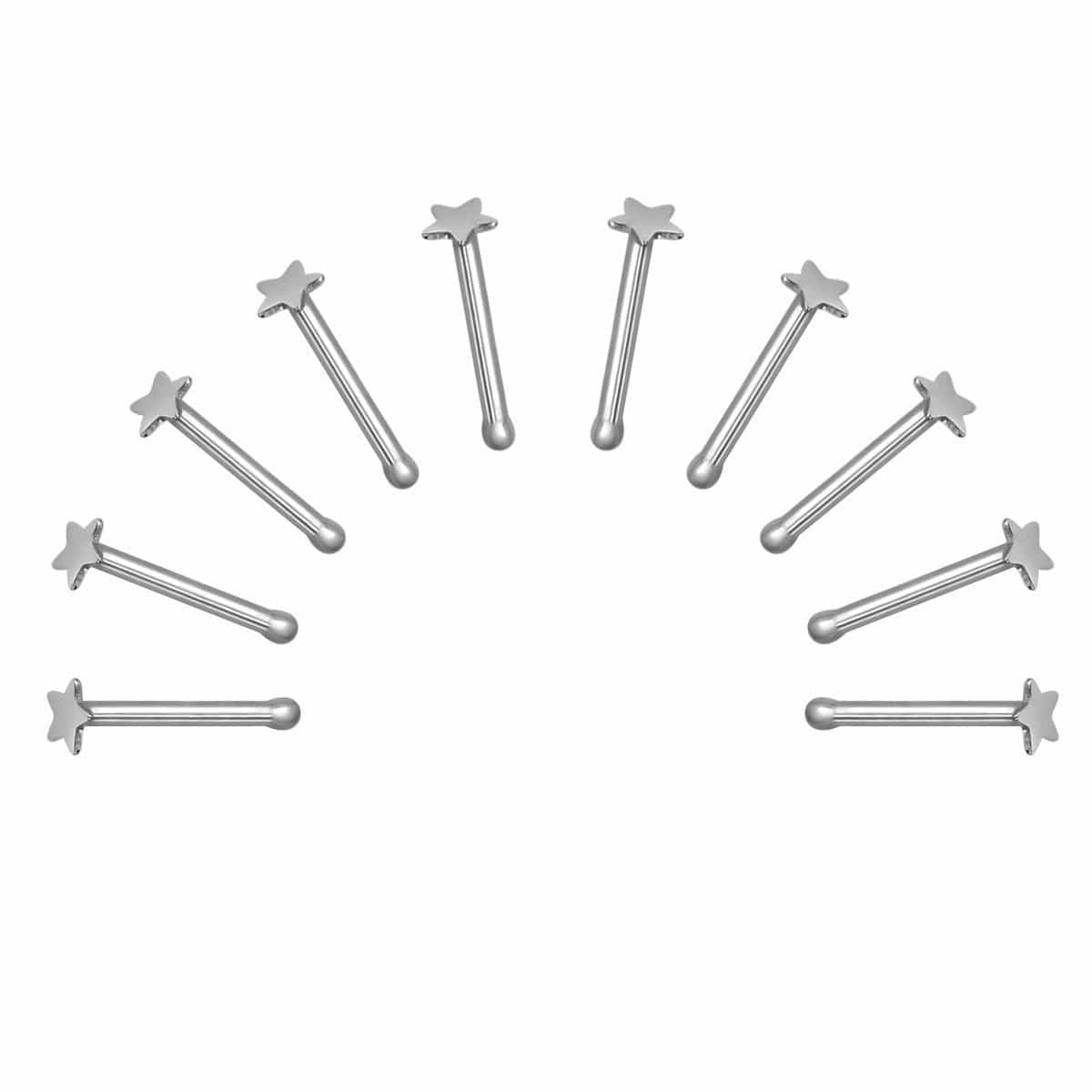 10 Pack Stainless Steel Nose Studs with Ball End - Hypoallergenic Body Jewelry for Cartilage, Septum & Nose Piercing - Perfect for Everyday Wear & Special Occasions