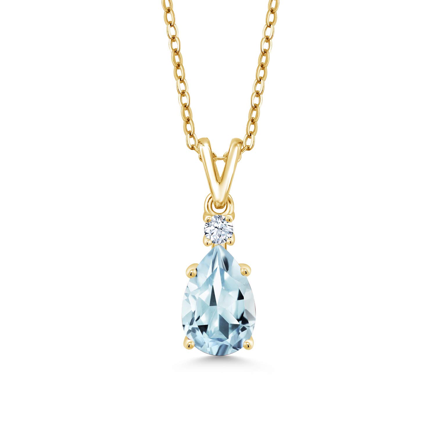 1.21 Ct Pear Shape Sky Blue Aquamarine Pendant - 18K Yellow Gold Plated Sterling Silver Jewelry for Women | Elegant Necklace Gift for Birthday, Anniversary & Special Occasions
