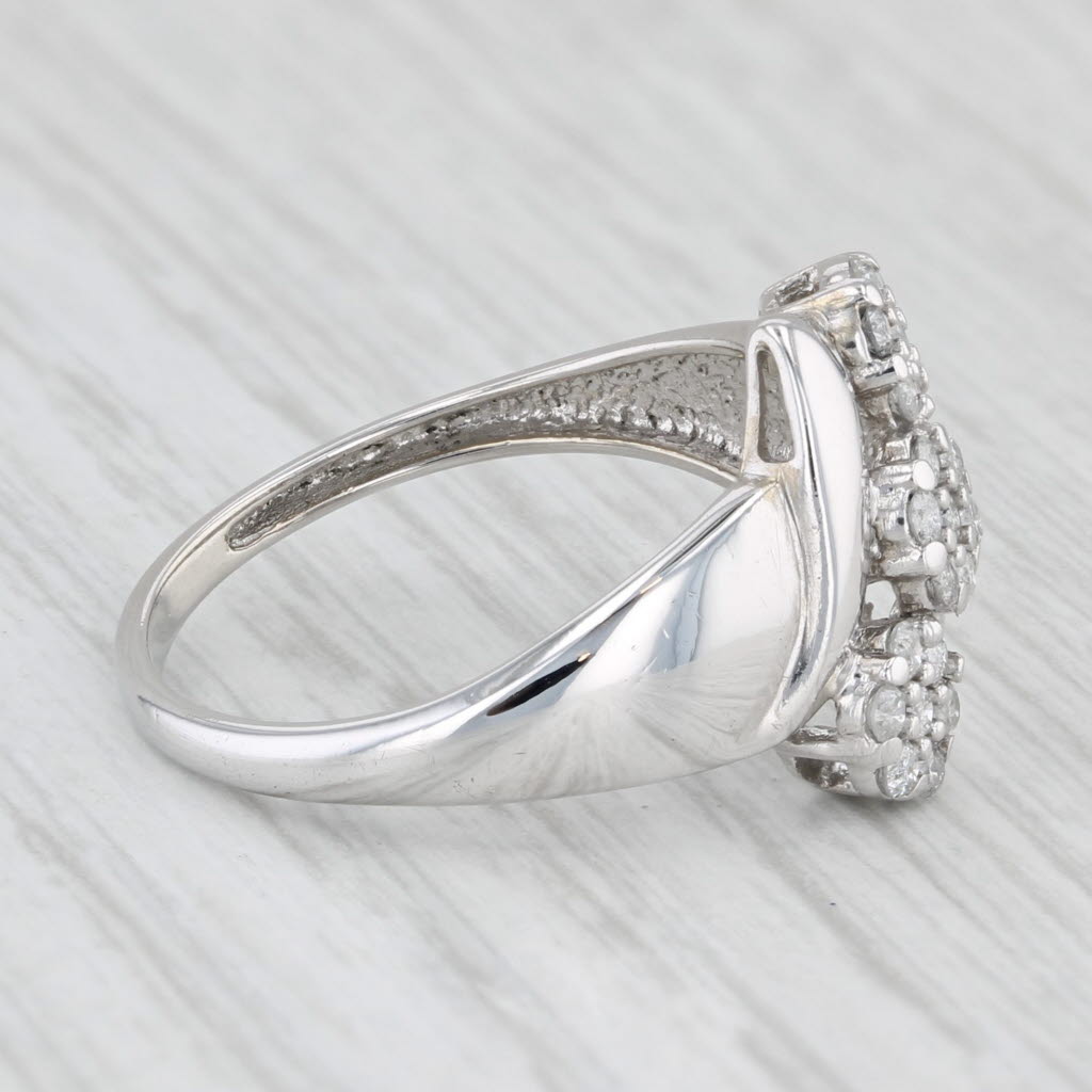 0.33ctw Diamond Cluster Bypass Ring in 10k White Gold - Size 7.25 | Elegant Wedding Band, Anniversary Gift, or Everyday Luxury Jewelry for Women