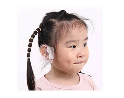 100Pcs Clear Disposable Ear Caps - Waterproof Ear Protector Covers for Hair Dye, Salon, Swimming & Showering - Soft Latex-Free Ear Protection for Adults & Kids
