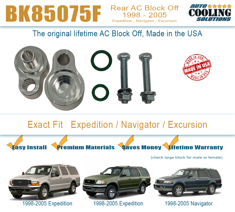 Rear AC Block Off Plate for Ford Expedition, Lincoln Navigator, Excursion 1998-2005 | HVAC System Upgrade for Improved Engine Performance & Cooling Efficiency