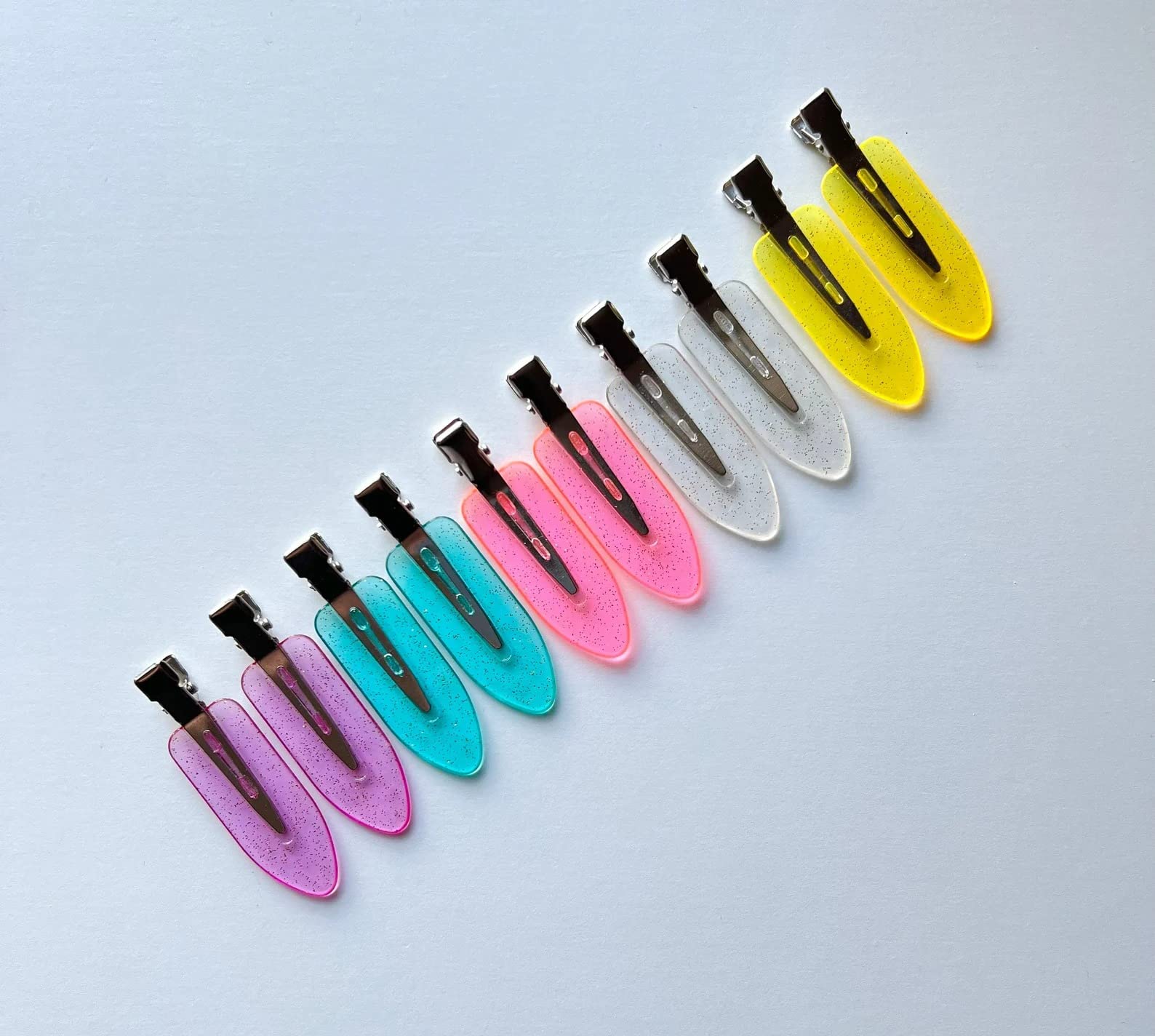 Street27® No Bend Hair Clips - Professional Creaseless Hair Clips for Styling, Sectioning & Makeup (10pcs Mixed Glitter) - Celebrity Stylist Approved, Won't Dent or Damage Hair - Perfect for Salon, Home Use & Travel Hairstyling