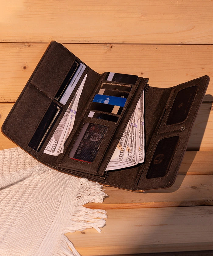 Montana West Aztec Embroidered Wallet for Women - Stylish Leather Card Holder with Tribal Design - Perfect for Everyday Use, Travel & Gift Giving