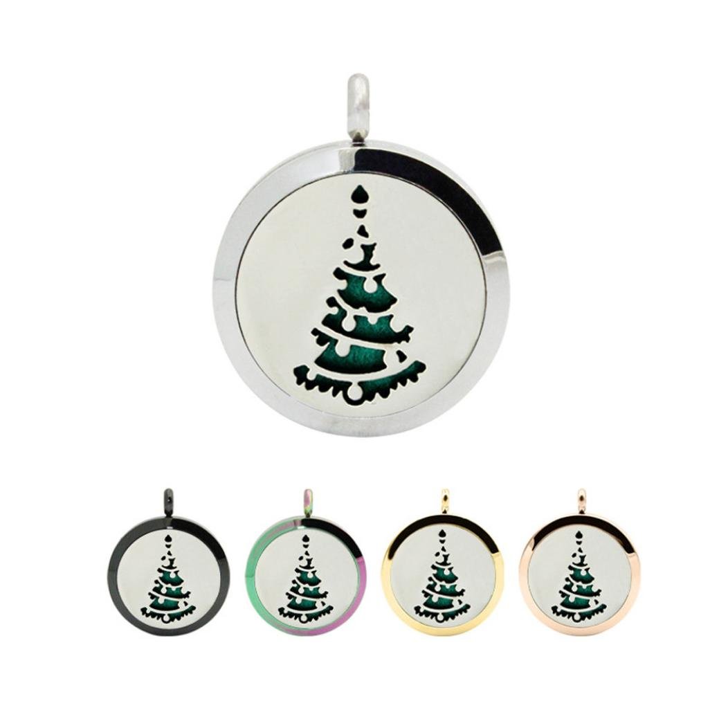 Aromatherapy Necklace with Essential Oil Diffuser - Christmas Tree Locket Pendant for Stress Relief & Relaxation | Perfect for Yoga, Meditation, Travel & Gift Giving