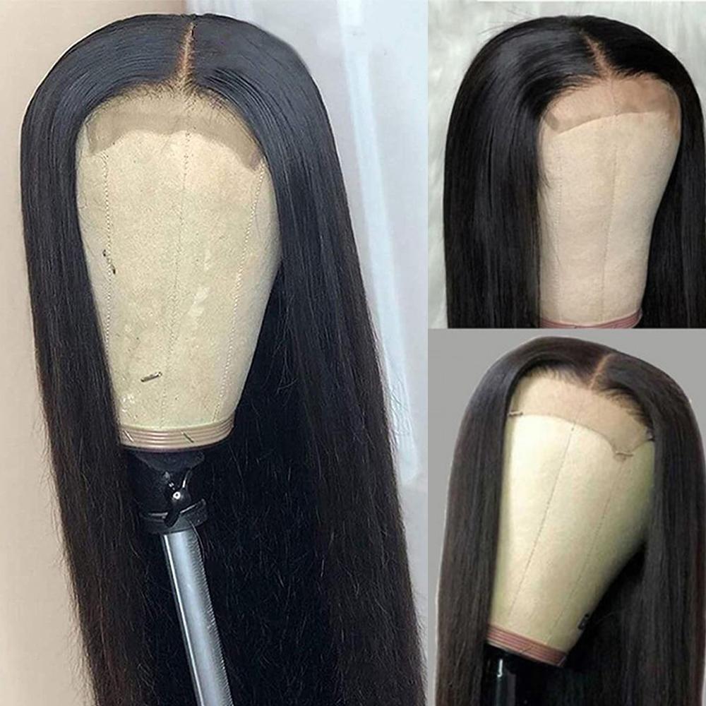 180% Density Straight 4x4 Lace Closure Wig - Natural Black Human Hair - Perfect for Daily Wear, Styling & Protective Hairstyles