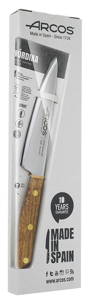 Arcos 6 Inch Professional Kitchen Knife - Stainless Steel Blade with Ovengkol Wood Handle | FSC Certified | 160mm Sharp Chef Knife for Slicing, Dicing & Chopping | Perfect for Home Cooks & Professional Chefs | Nordika Series