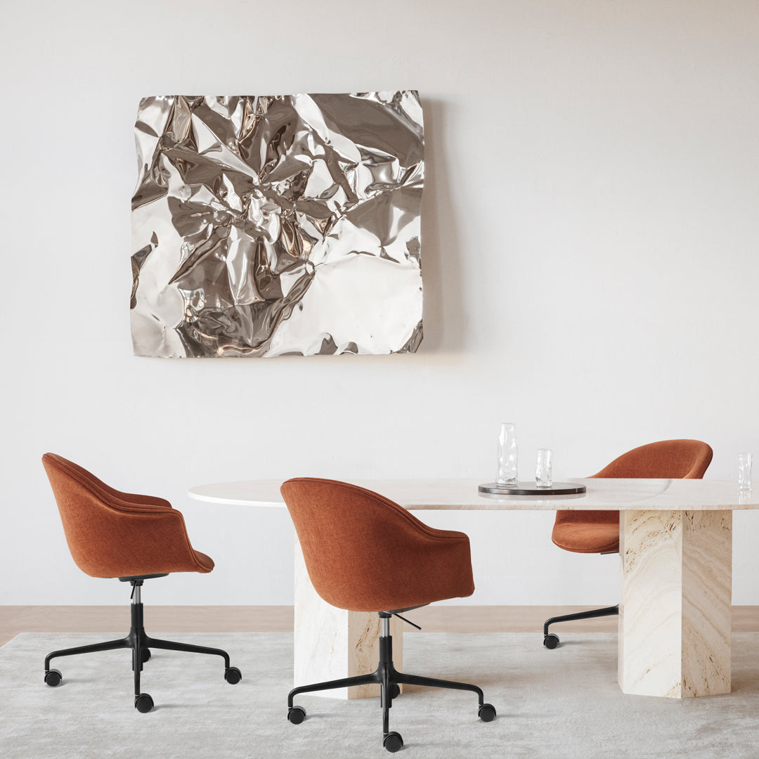 Bat Meeting Chair with 4-Star Base & Casters - Height Adjustable Fully Upholstered Office Chair for Conference Rooms and Home Offices