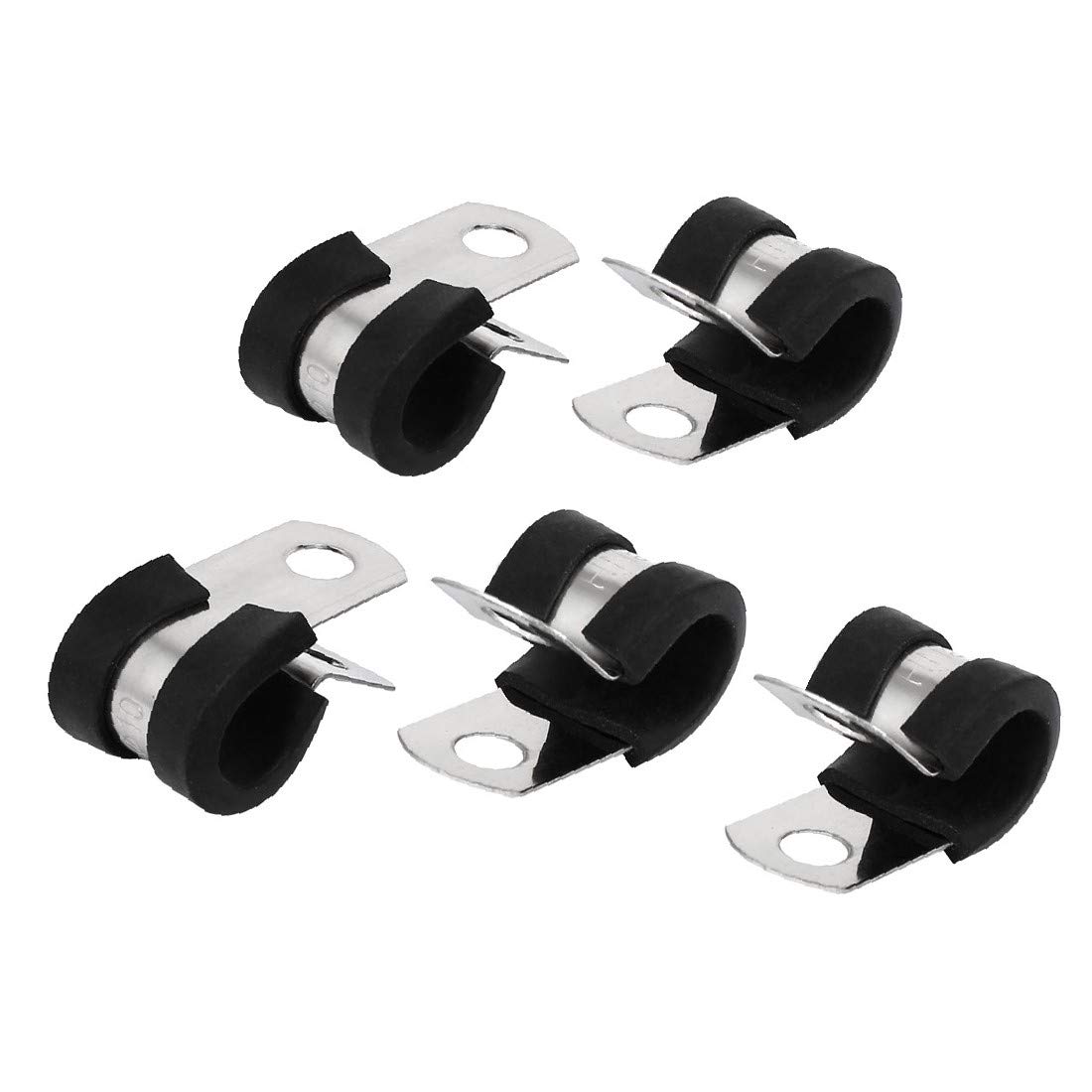 X-DREE 10mm Diameter EPDM Rubber Lined P Clips - Heavy Duty Cable Hose Pipe Clamps Holder (5 Pack) - Perfect for Automotive Wiring, Marine Applications & Industrial Pipe Management