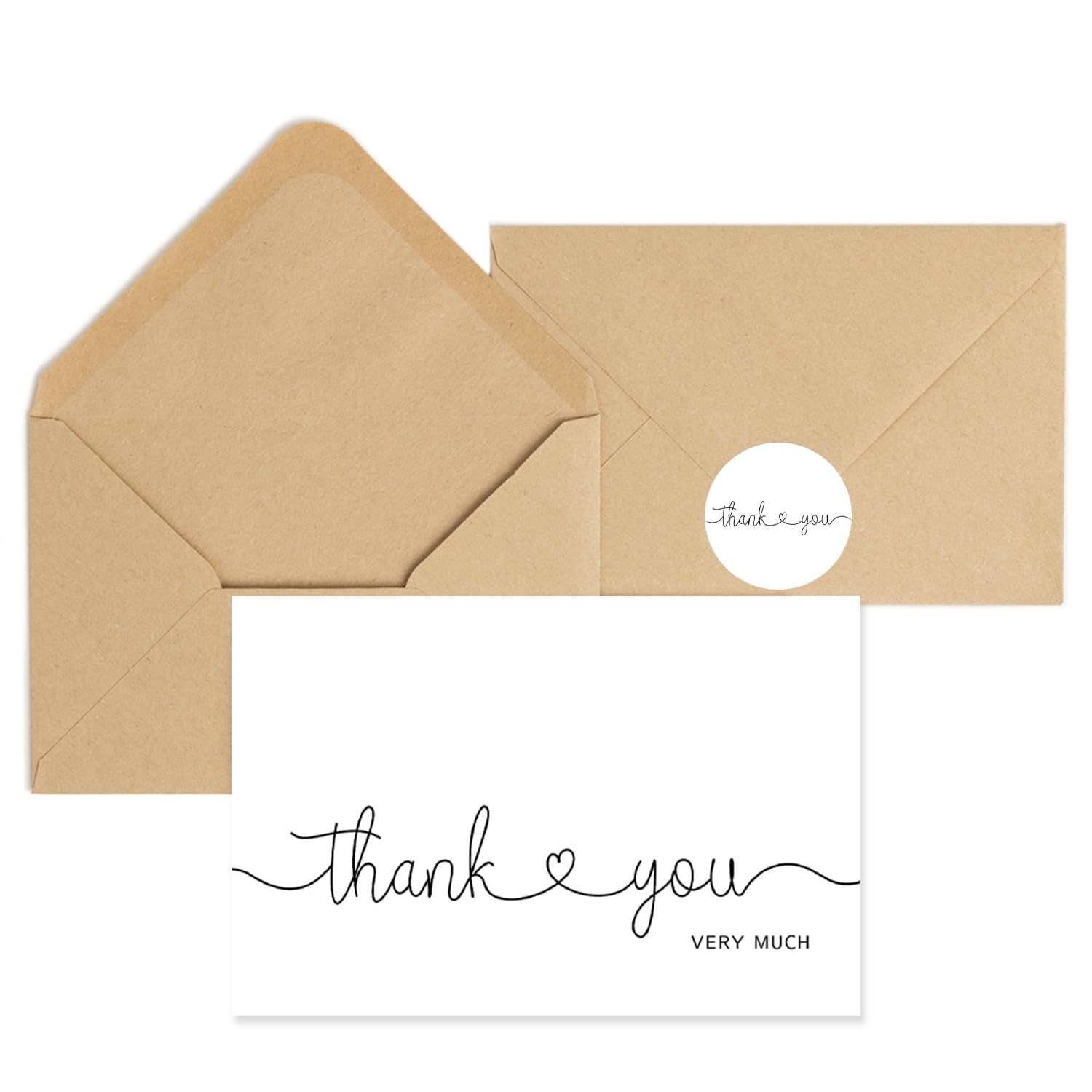 48 Pack Thank You Cards Bulk with Kraft Envelopes & Stickers - 4x6 Inch Professional Greeting Cards for Business, Baby Shower, Wedding, Graduation, Bridal Shower, Funeral - Perfect for Corporate Gifts, Party Favors & Special Occasions