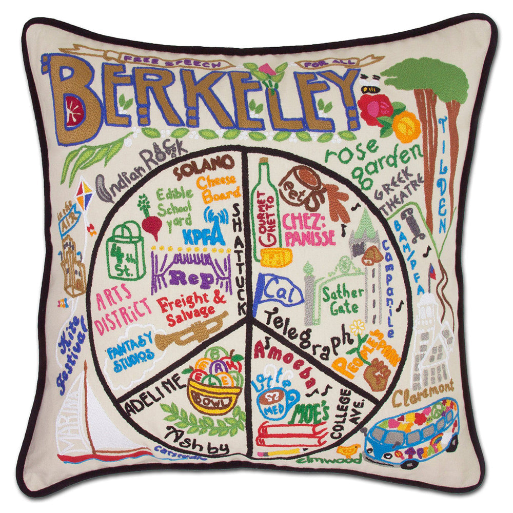 Hand Embroidered Decorative Throw Pillow Covers - Boho Chic Home Decor for Living Room, Bedroom, Sofa | Berkeley Inspired Embroidery Design
