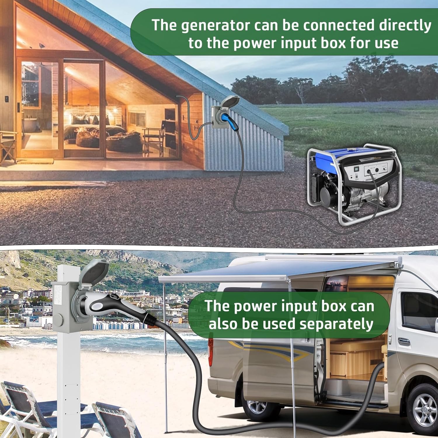 50A 10-Circuit Transfer Switch Kit with 2 Digital Display Energy Meters, SS2-50P Power Inlet - IP67 Waterproof, Pre-Wired for Easy Installation | Perfect for Home Backup Power, RV, Solar Systems & Outdoor Use (2025 Model)