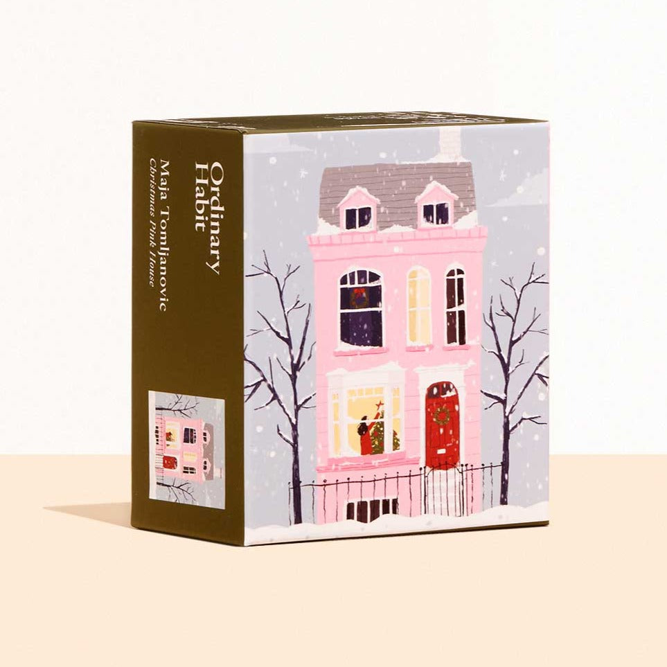 Christmas Pink House 100 Piece Jigsaw Puzzle - Festive Holiday Activity for Kids & Adults, Perfect for Family Game Night & Winter Decor