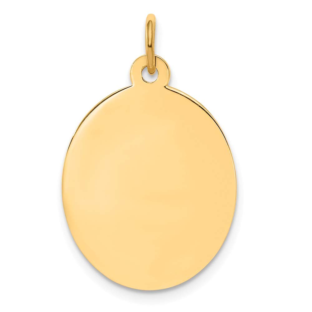 14K Yellow Gold Engravable Oval Disc Charm - 0.009 Gauge Plain Jewelry for Necklace & Bracelet | Perfect for Personalized Gifts, Anniversary & Special Occasions
