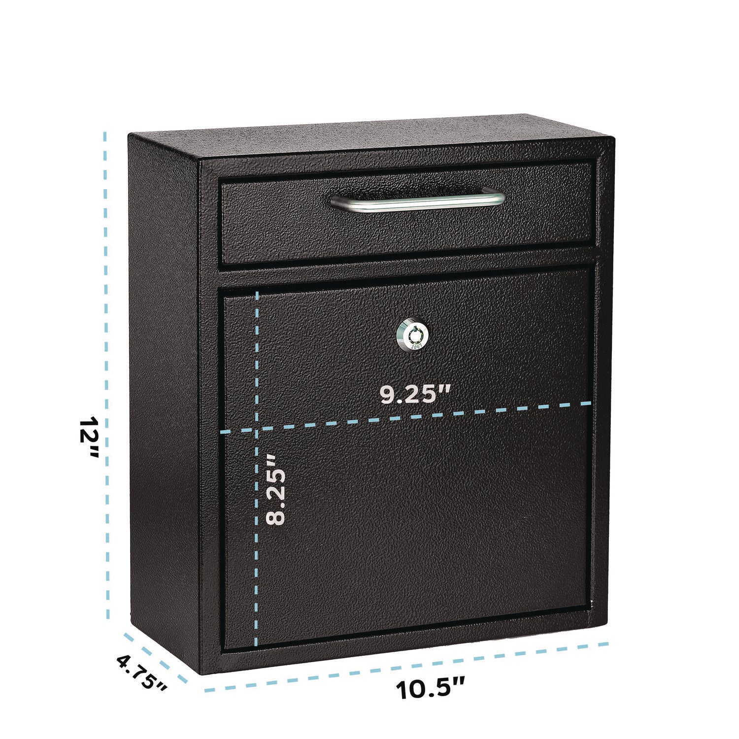 AdirOffice Medium Ultimate Wall Mounted Mailbox - 10.4 x 4.5 x 12 Inches, Black - Weatherproof Outdoor Mail Slot for Home, Office & Apartment - Perfect for Letters, Packages & Newspaper Delivery
