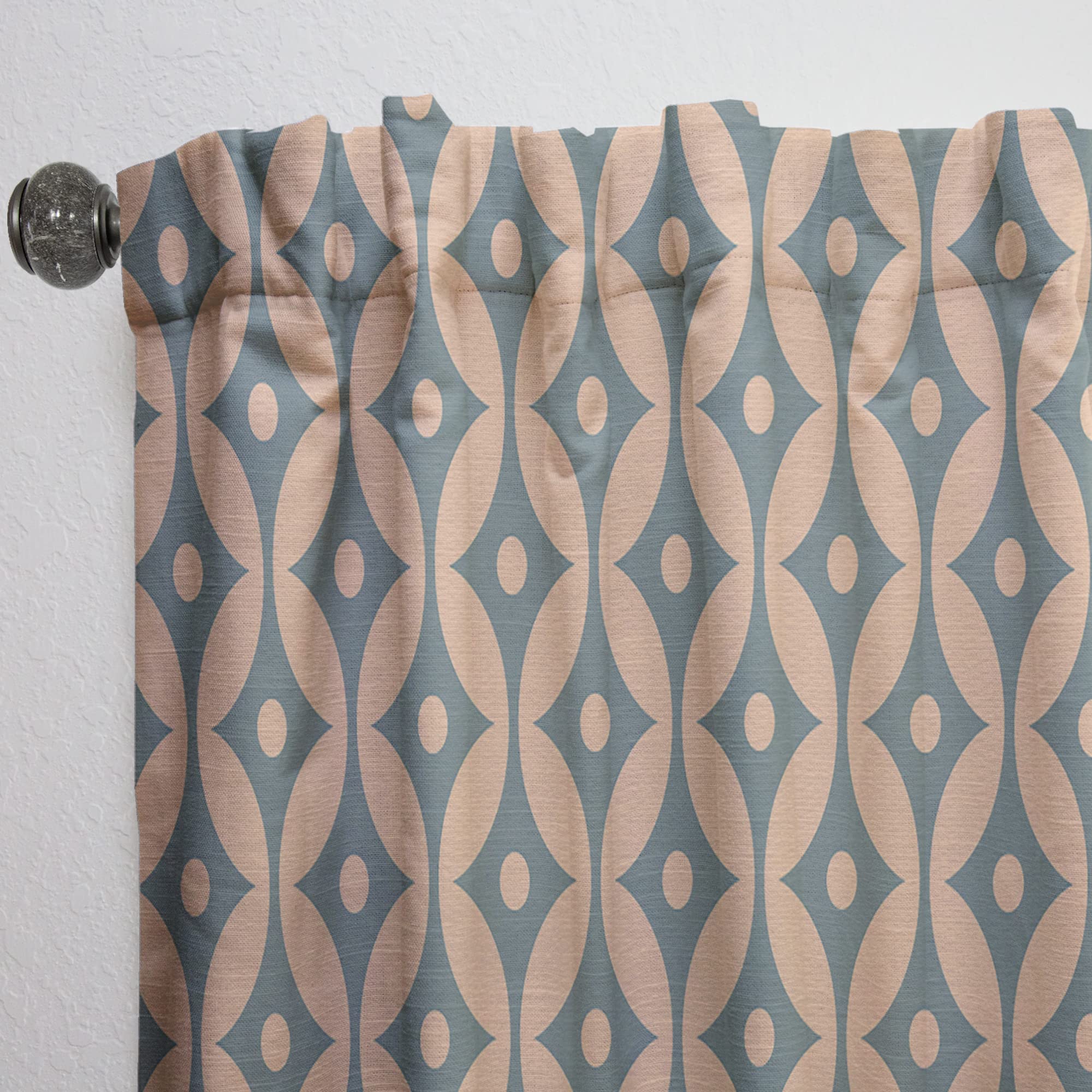 DesignQ Retro Abstract Pattern Thermal Insulated Curtains - Single Panel 52x108 - Bedroom & Living Room Window Drapes for Home Decor & Energy Efficiency