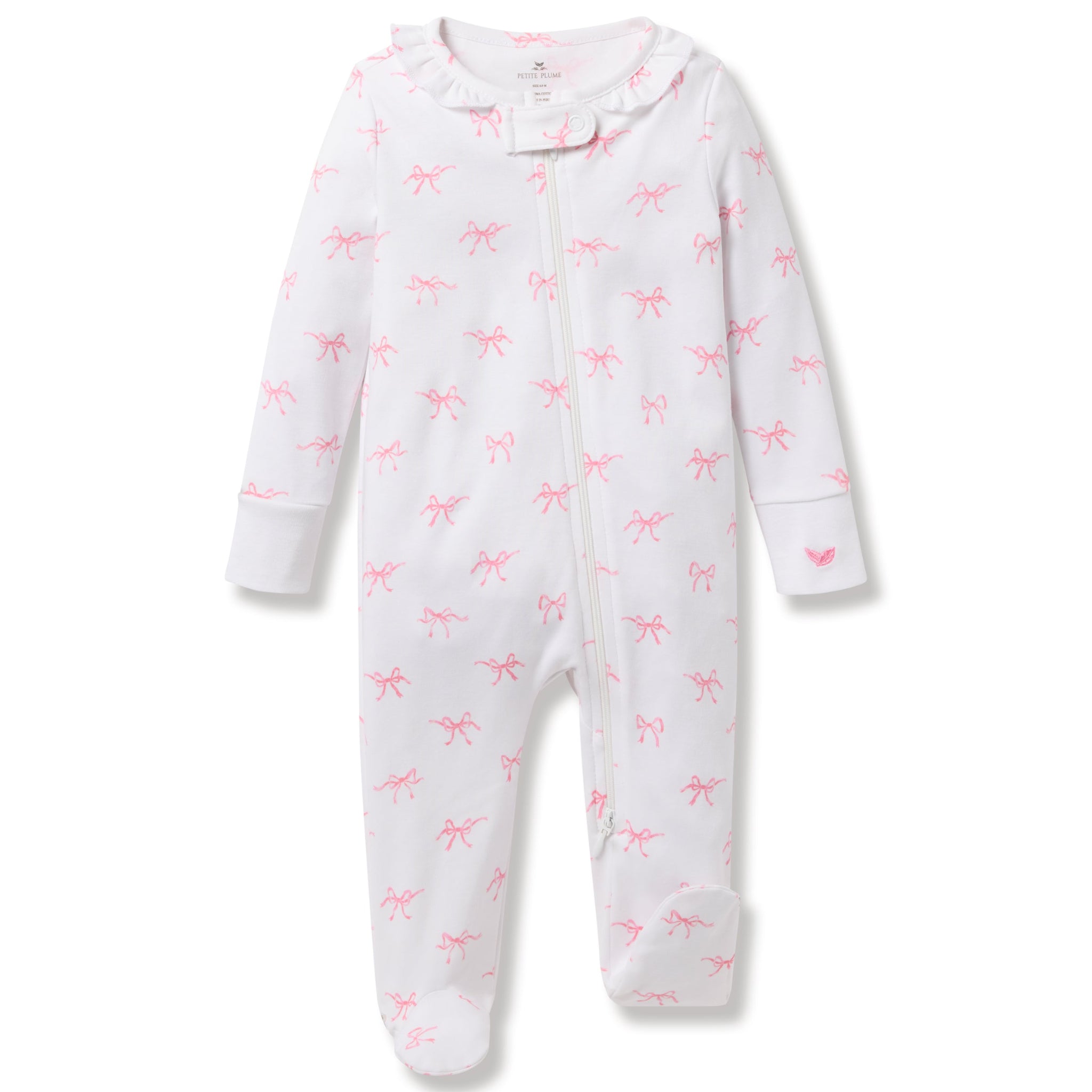 Soft Pima Cotton Baby Romper with Ruffle Collar & Blushing Bows - Perfect for Newborn Photoshoots, Christenings & Special Occasions