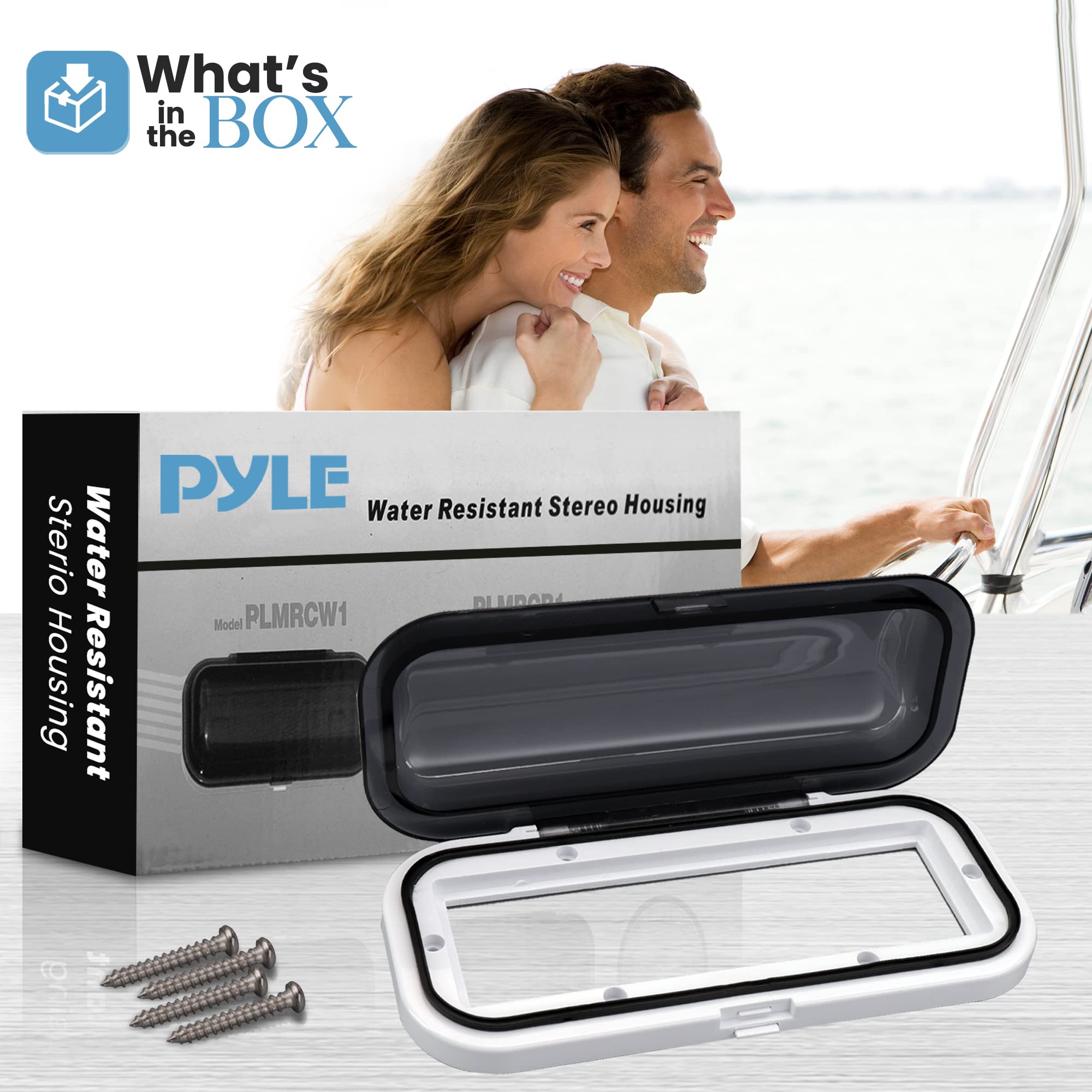 Pyle Bluetooth Marine Stereo Receiver with Waterproof Speakers & White Marine Stereo Cover - Perfect for Boats, Yachts & Outdoor Water Activities