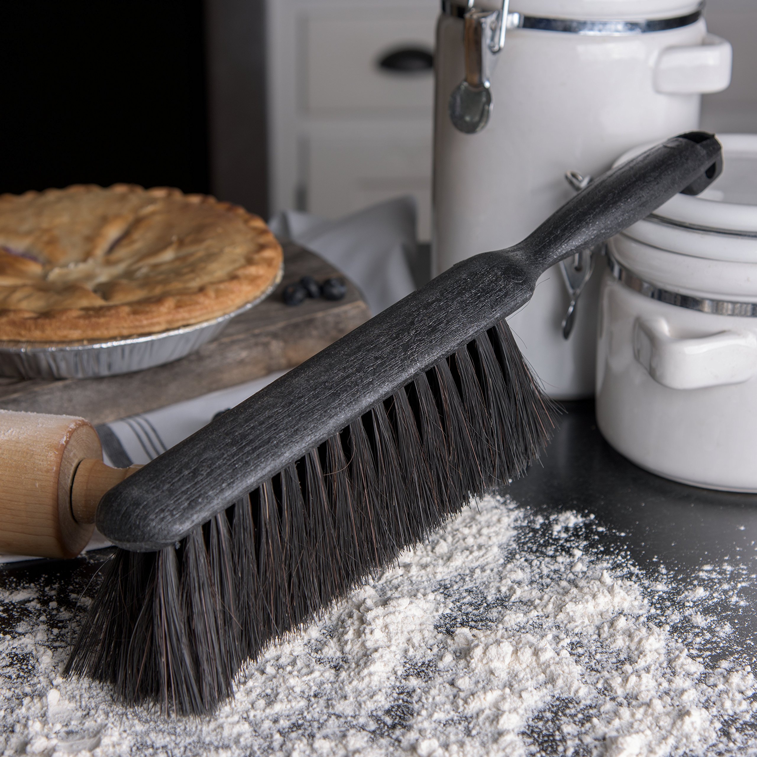 SPARTA Flo-Pac Counter Brush - 8 Inch Durable Bench Brush & Dustpan Brush for Kitchen Counters, Hardwood Floors & Fireplace Cleaning - Long Lasting Bristles - Black - Perfect for Home, Restaurant & Commercial Use