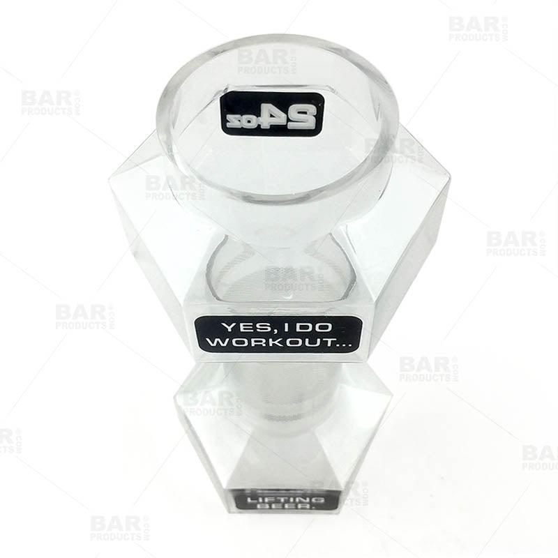 24oz Barbell Beer Glass - Heavy Duty Weightlifting Themed Pint for Gym Enthusiasts & Home Bars - Perfect for Post-Workout Drinks & Man Cave Decor