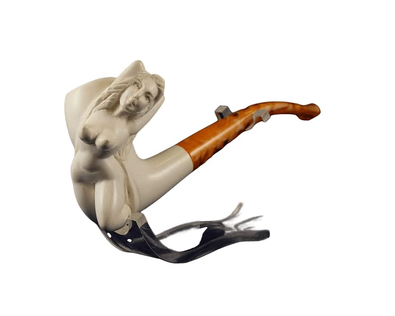 Hand-Carved Turkish Meerschaum Pipe - Erotic Nude Lady Design, Unsmoked Block Meerschaum, Custom Artisan Smoking Pipe for Collectors & Tobacco Enthusiasts - Perfect Gift for Men, Unique Home Decor & Conversation Piece