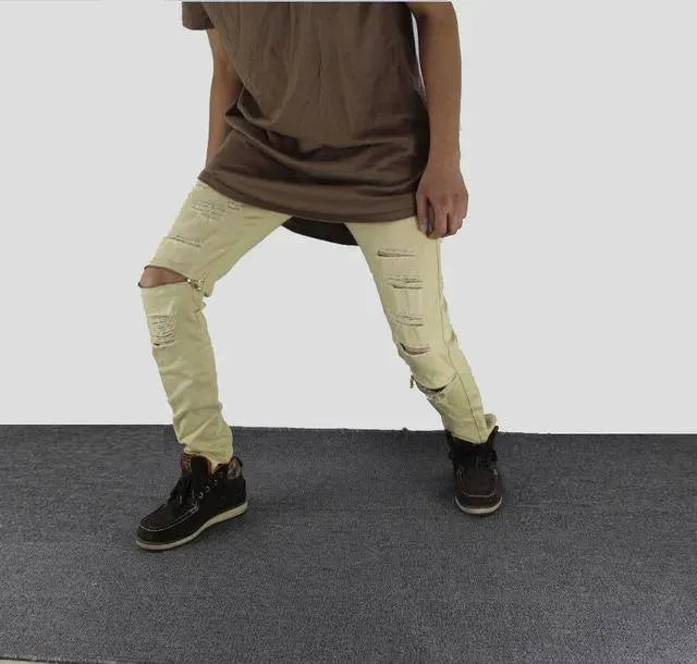 **Men's Ripped Distressed Denim Jeans - Trendy Vintage Style for Casual Wear & Street Fashion**