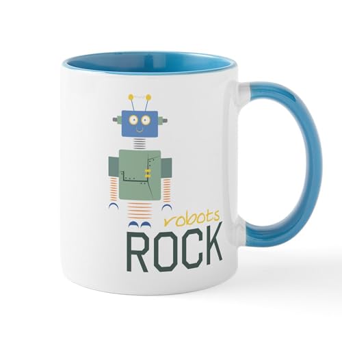 White/Blue Inside - Robots Rock Mug
