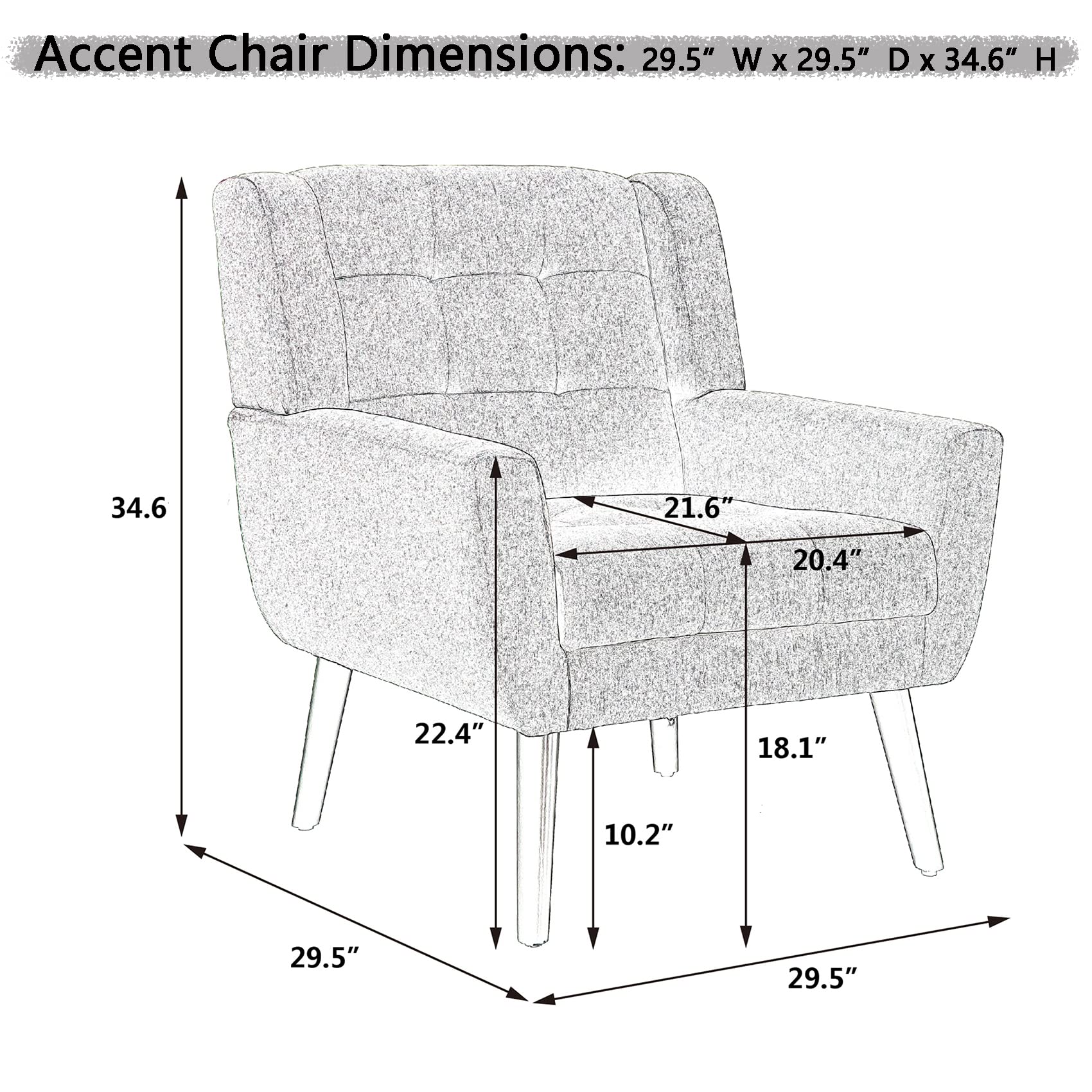 Midcentury Modern Velvet Accent Chair with Arms - Tufted Back Upholstered Reading Side Chair for Living Room, Bedroom & Office - Mint Green Wingback Lounge Chair for Relaxing & Home Decor