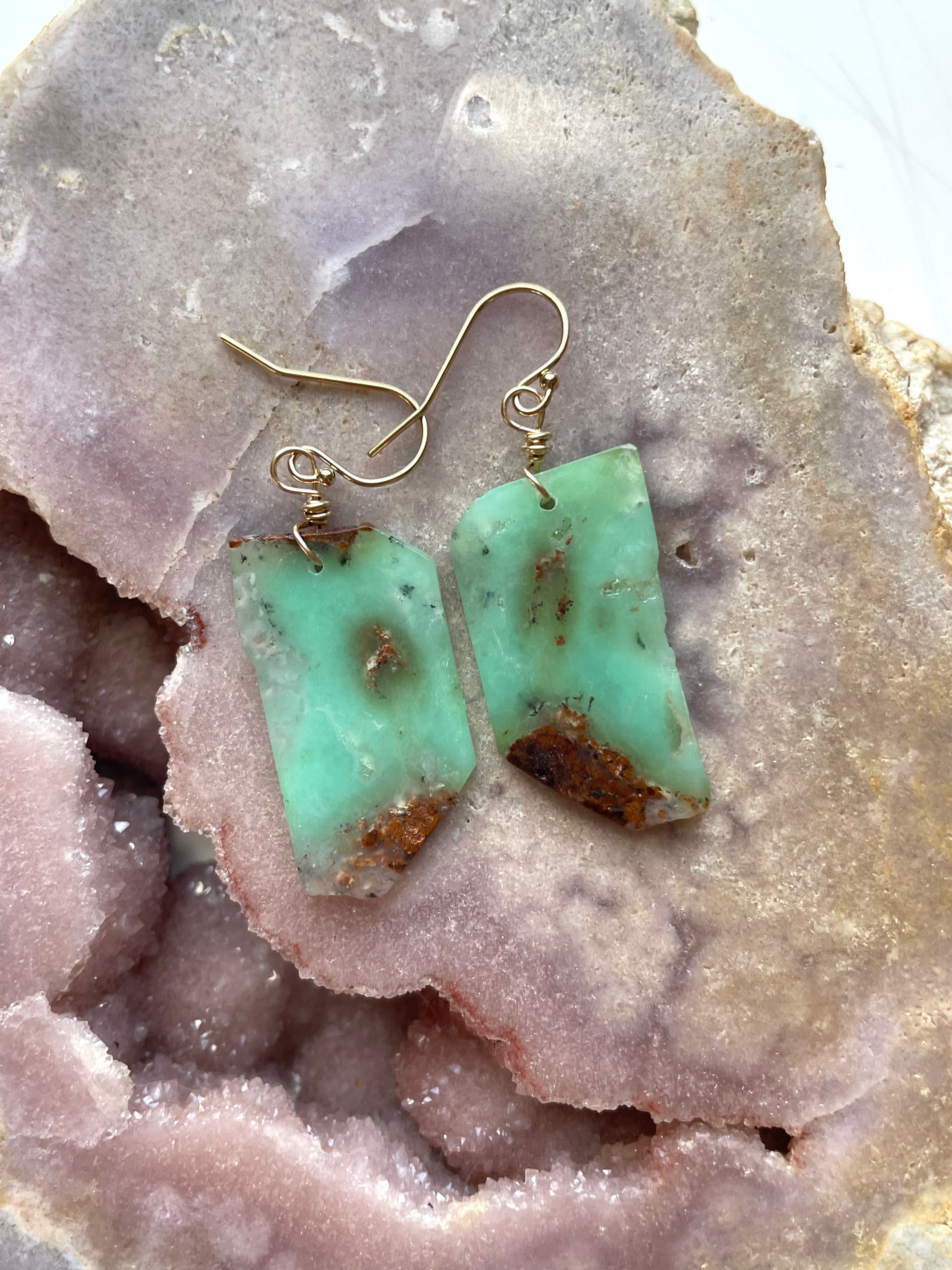 Stunning Chrysoprase Statement Earrings in Gold Fill – Elegant Dangle Earrings for Women | Perfect for Parties, Weddings & Special Occasions