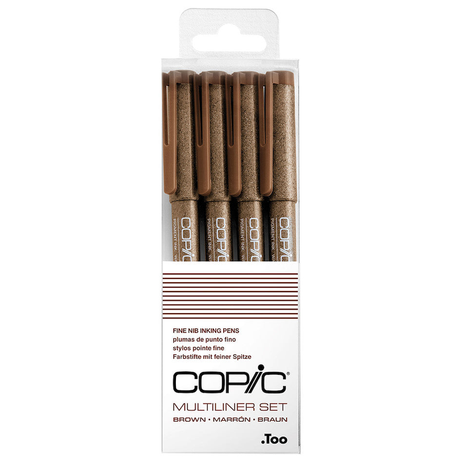 Copic MultiLiner Drawing Pen Set - 4 Pack Brown Fine Line Art Markers for Sketching, Illustration & Manga Drawing - Perfect for Artists, Designers & Comic Creators