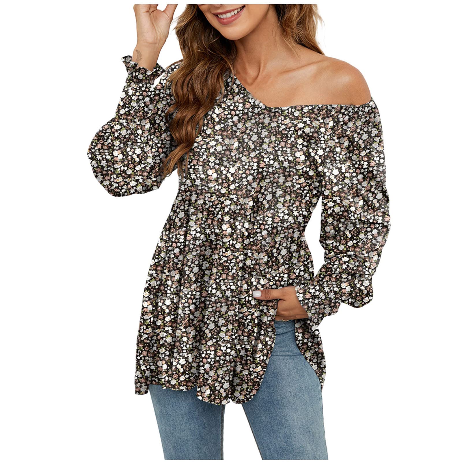 Women's Plaid Shirts & Summer Rolled Sleeve Tunic Tops - Casual Long Sleeve O-Neck Basic Tees & Denim Shirts for Fall | Perfect for Layering, Office Wear & Weekend Outfits