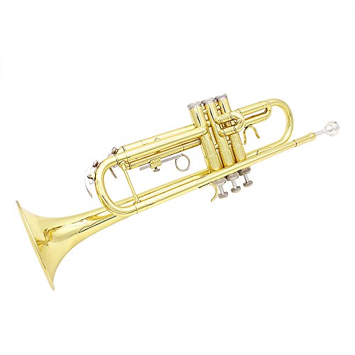 Festnight Bb B Flat Trumpet - Silver-Plated Brass Professional Instrument with Mouthpiece, Cleaning Brush, Cloth & Gloves - Perfect for Beginners, Students & Band Performances
