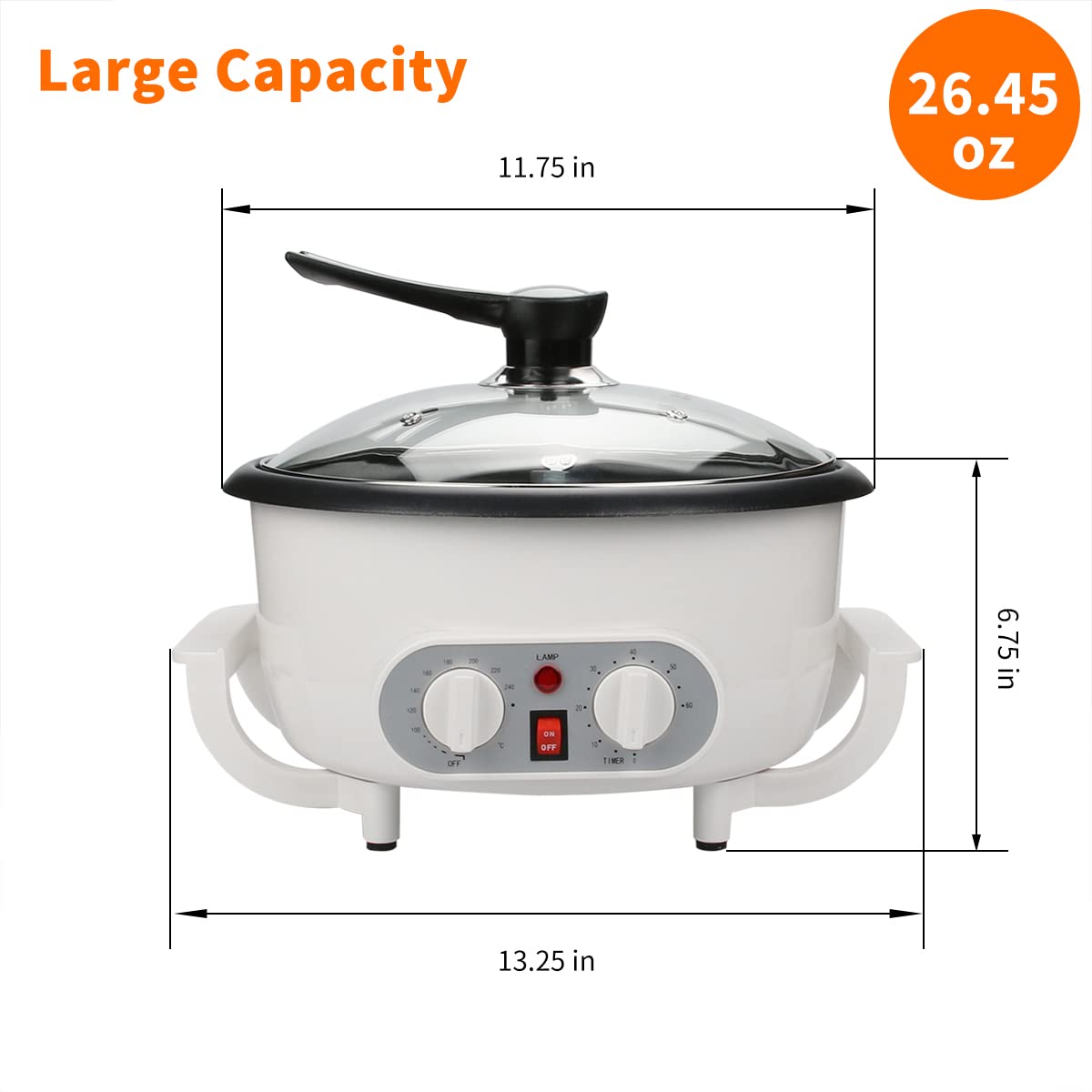 Upgrade 1200W Electric Coffee Roaster Machine for Home Use - 110V Household Coffee Bean Roaster with Timer - Perfect for Roasting Coffee Beans, Peanuts & Nuts - Ideal for Coffee Enthusiasts & Small Batch Roasting at Home