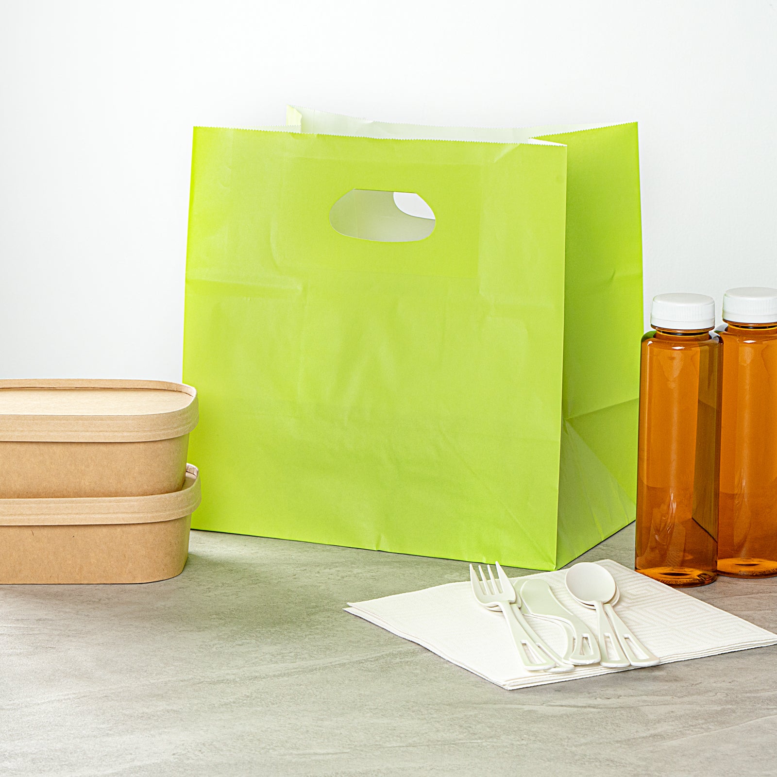 Eco-Friendly Rectangle Paper Take Out Bags with Handles - 11