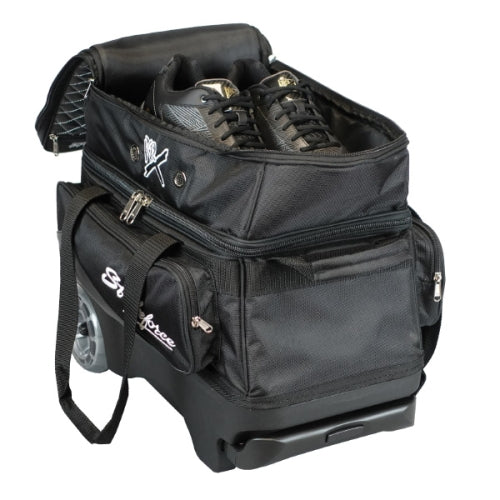 KR Strikeforce Royal Flush Black Double Roller Bowling Bag - Premium Bowling Equipment for Pro & Casual Players - Perfect for Tournaments, League Play & Practice Sessions