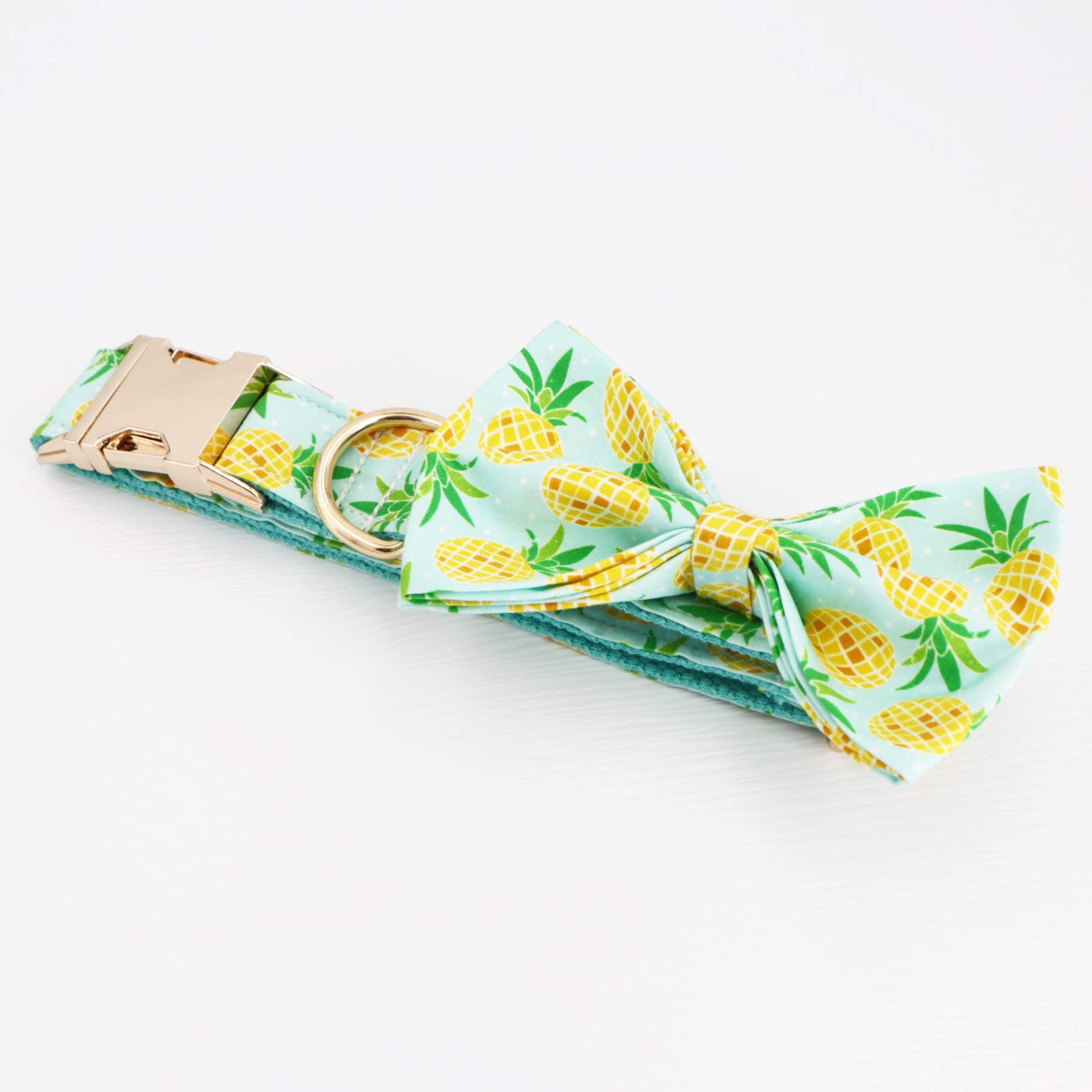 Pineapple Dog Collar with Bow - Adjustable Pet Collar for Small Medium Dogs - Cute Wedding & Party Accessories - Perfect for Special Occasions, Photo Shoots & Daily Walks