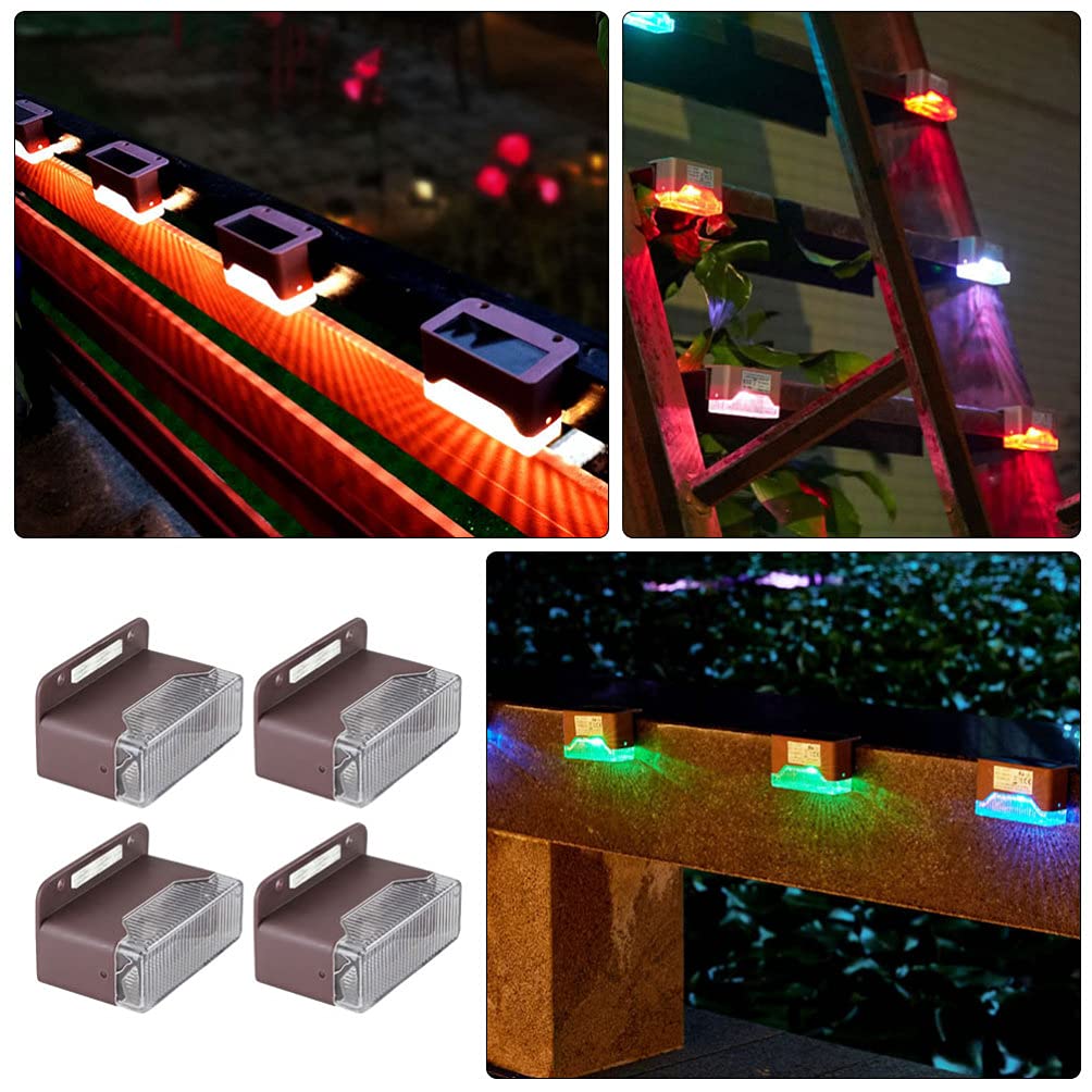 UPKOCH 4 Pack Solar Lights Outdoor Waterproof - Wireless LED Step Lights for Fence, Deck, Walkway, Patio, Stairs, Garden & Backyard - Solar Powered Landscape Lighting for Nighttime Safety & Ambiance