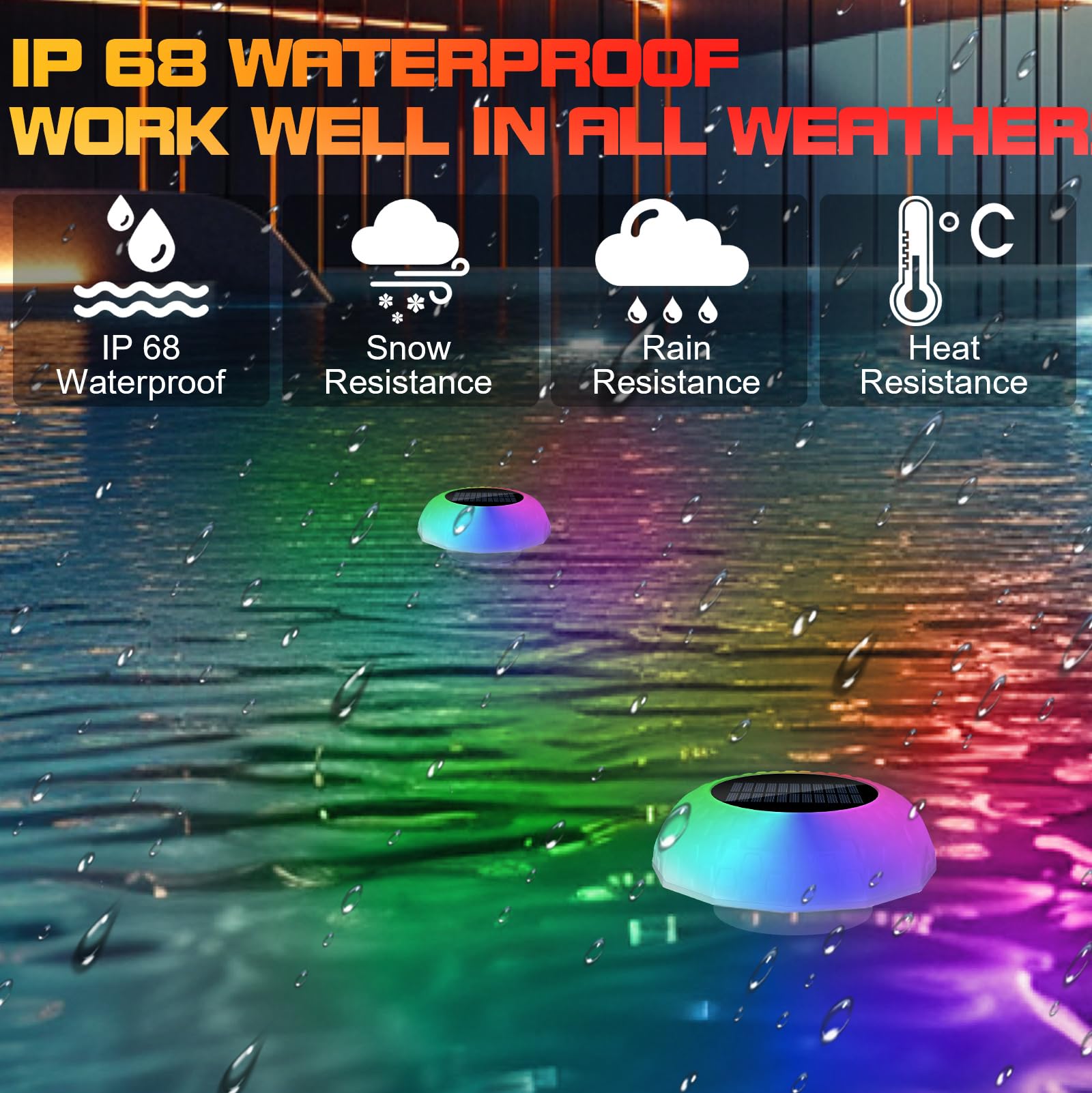 Solar Pool Chlorine Floater with Remote Control - IP68 Waterproof RGB & White LED Lights for Above Ground/Inground Pools, Hot Tubs & Spas - Perfect for Night Swimming & Pool Parties