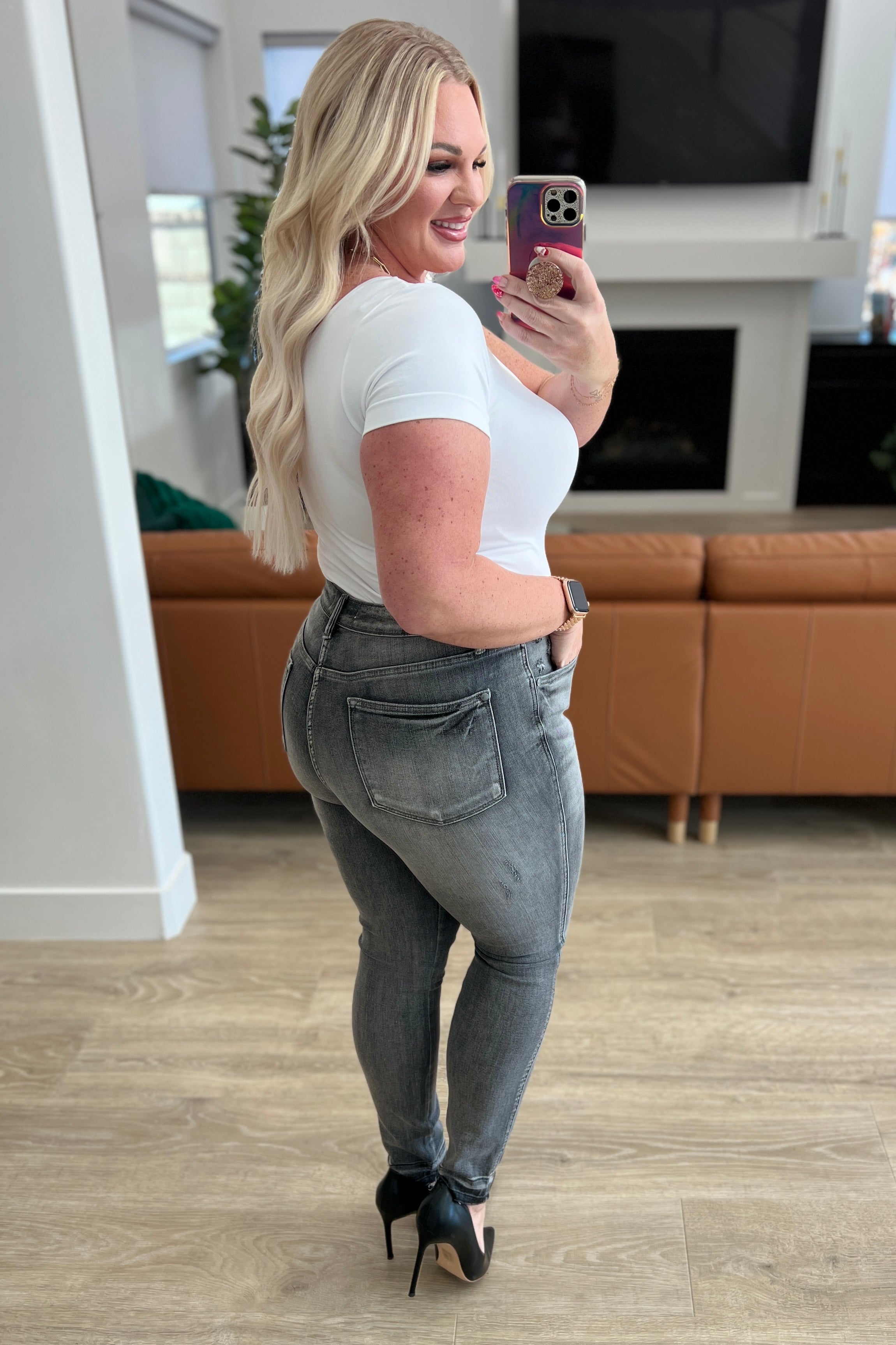 Hadley High Rise Control Top Release Hem Skinny Jeans for Women - Slimming Tummy Control & Comfort Fit - Perfect for Work, Casual Outfits & Date Nights