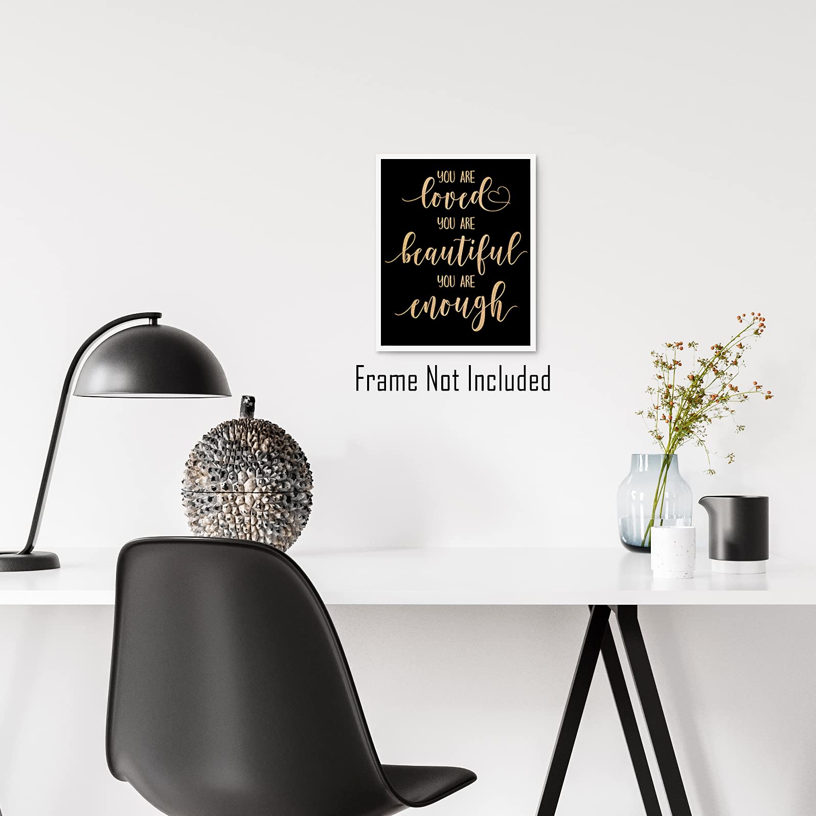 Inspirational Women Wall Art Prints for Teen Girls Room - Unframed 8x10 Motivational Quote Posters (You Are Loved - Black & Gold) - Perfect for Bedroom, Office & Gift Giving
