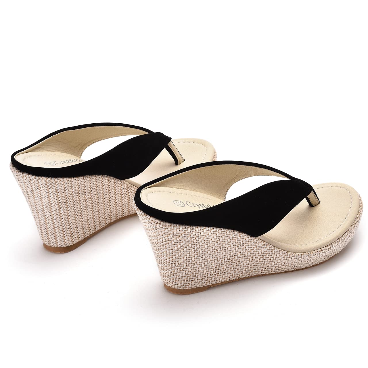 Crystal Queen Women's Platform Wedge Sandals - High Heel Beach Flip Flops in White | Plus Size Comfort for Summer Vacations & Poolside Lounging
