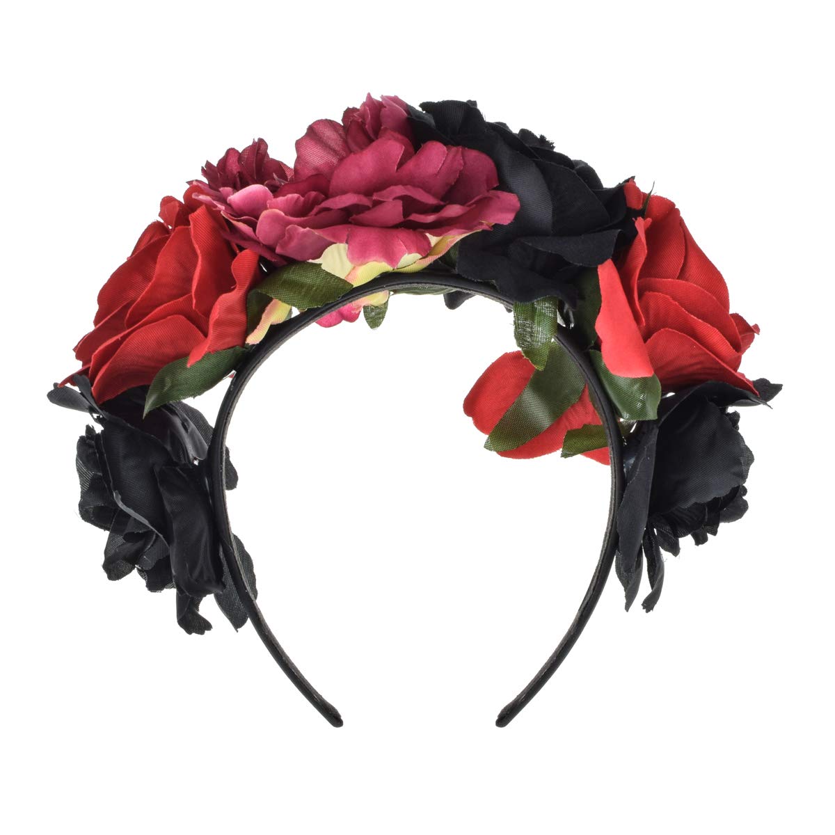 Vividsun Rose Flower Crown for Women - Day of The Dead Floral Headpiece - Perfect for Halloween, Dia de Los Muertos, Cosplay & Festivals