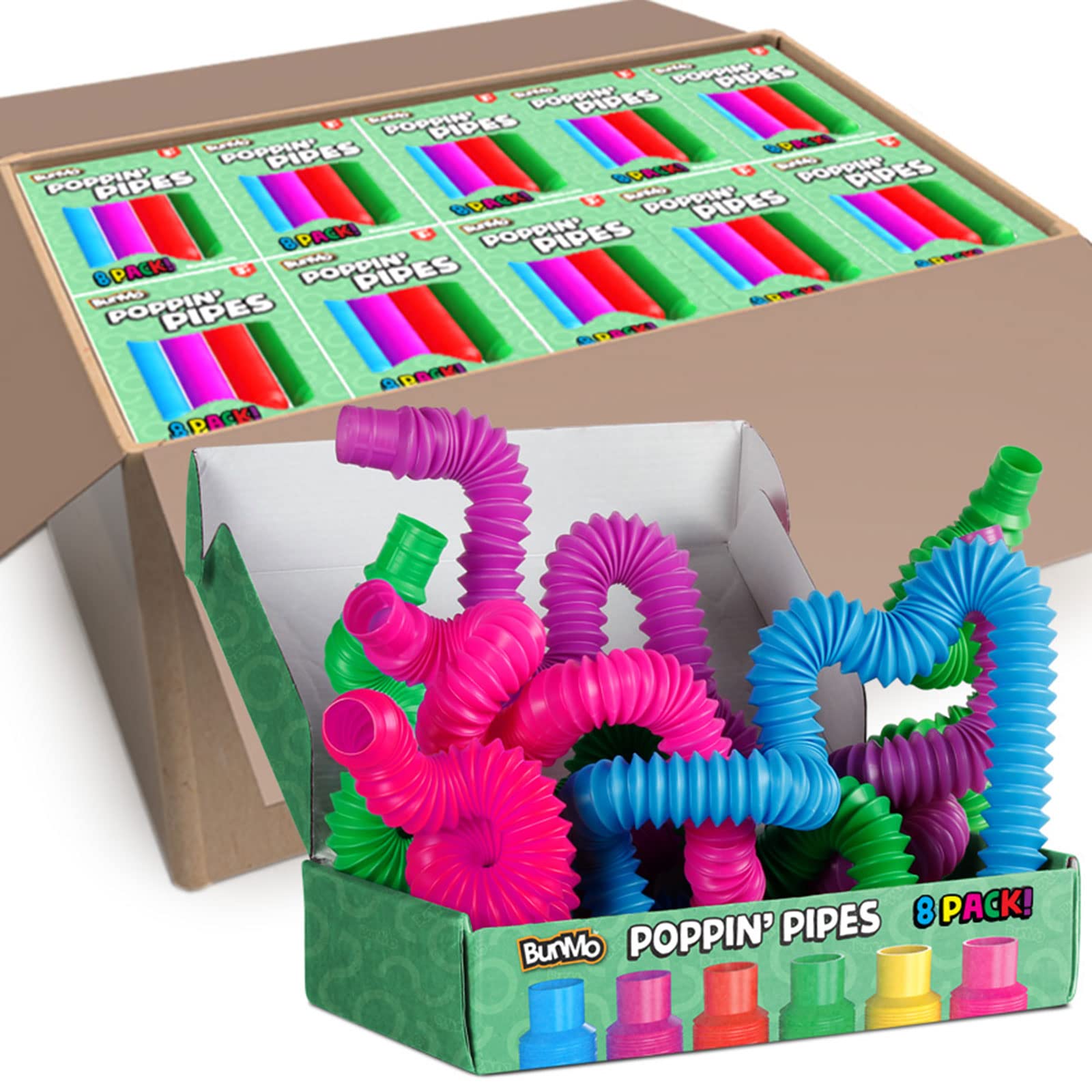 BunMo Bulk 45 Packs of 8PK Pop Tubes Sensory Toys - 360 Count Fidget Toys for Kids, ADHD & Autism Relief - Perfect for Classrooms, Daycares, Preschools - Stress Relief & Focus Tools for Boys & Girls - Great for Sensory Play, Anxiety Relief and Learning Activities