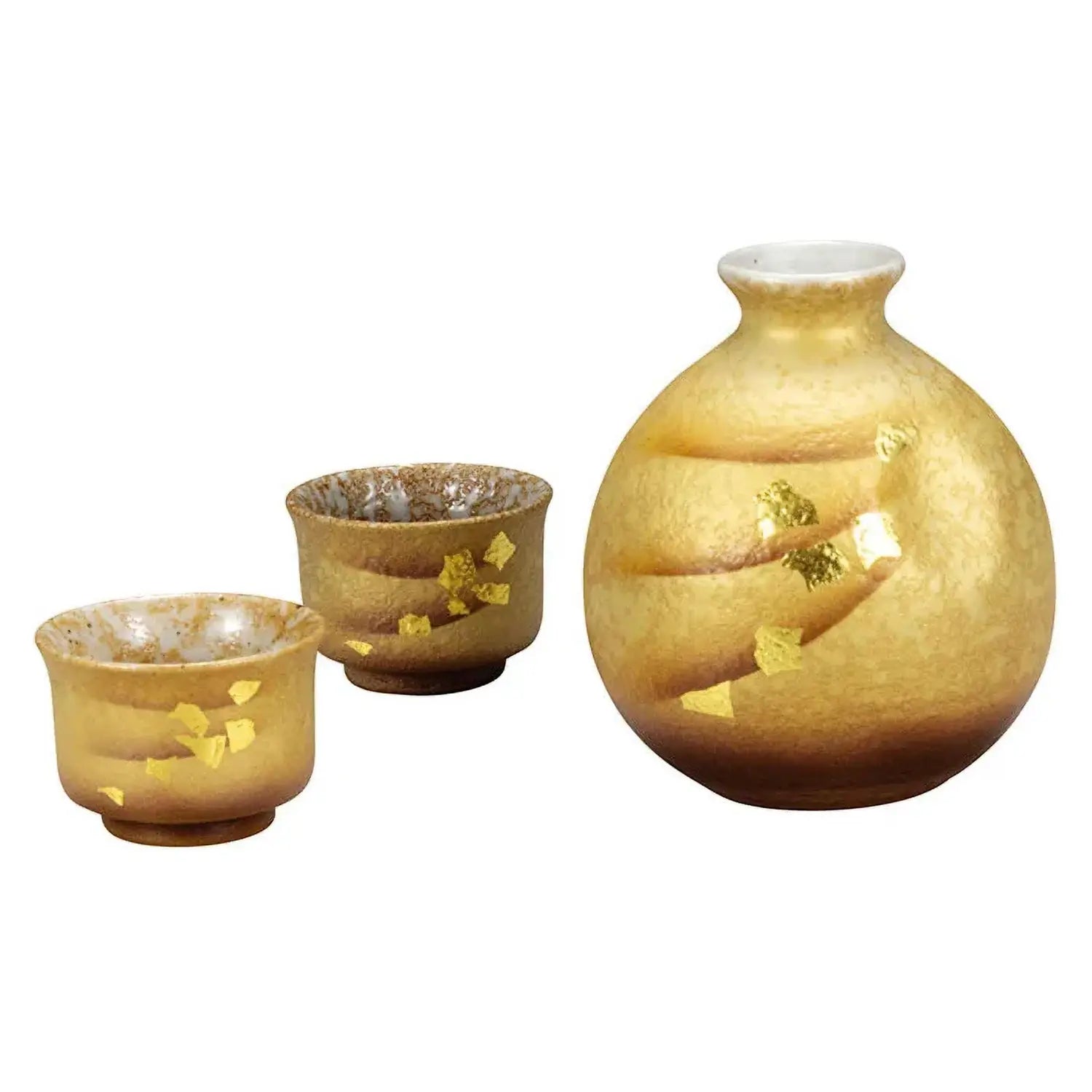 Authentic Japanese Kutani Ware Porcelain Sake Set - Kinpakusai Hand-Painted Ceramic Sake Cups & Decanter - Perfect for Traditional Tea Ceremonies & Japanese Dining