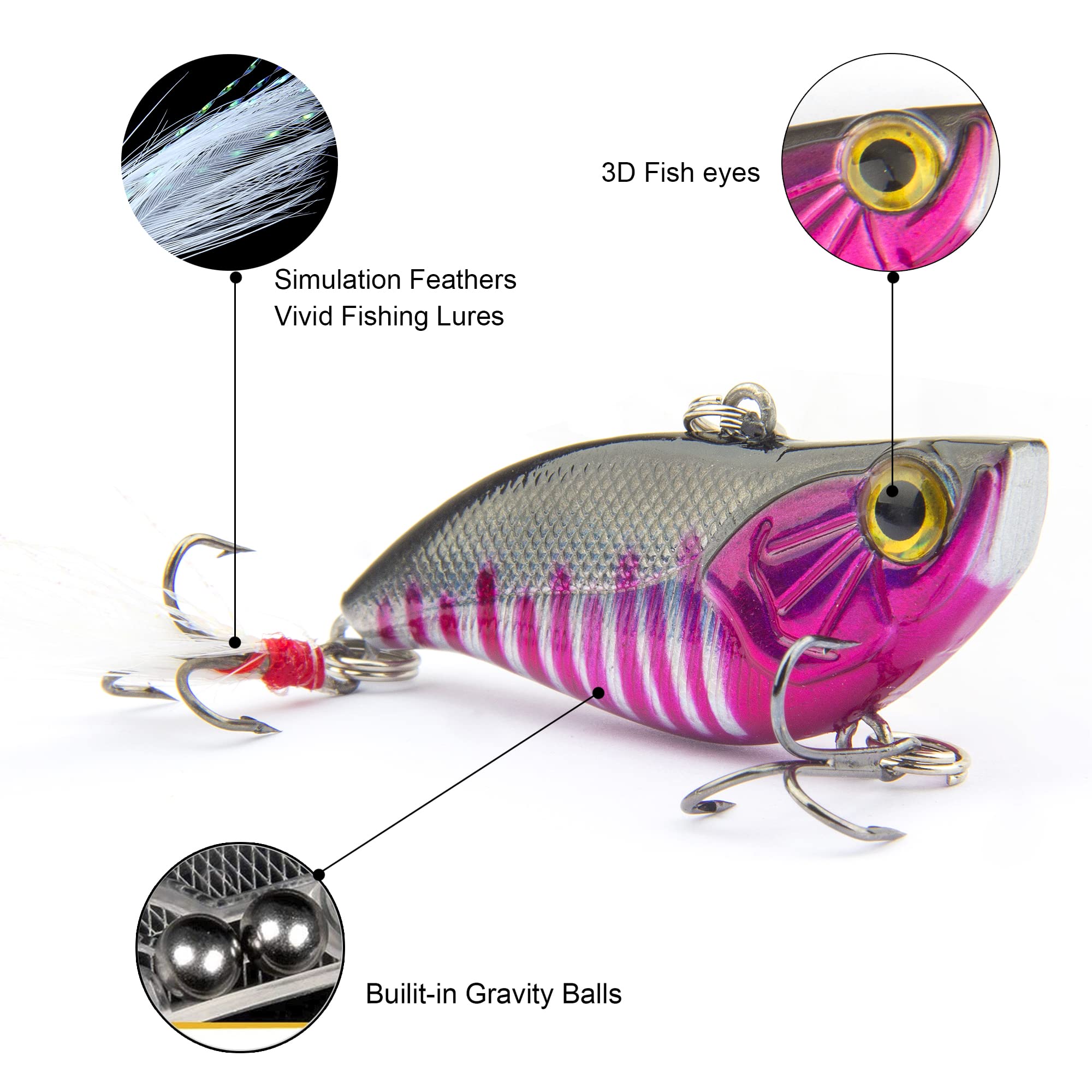 Rooster Tail Bass Trout Lures with Feathers - Fishing Spinner Baits Kit for Bass & Trout