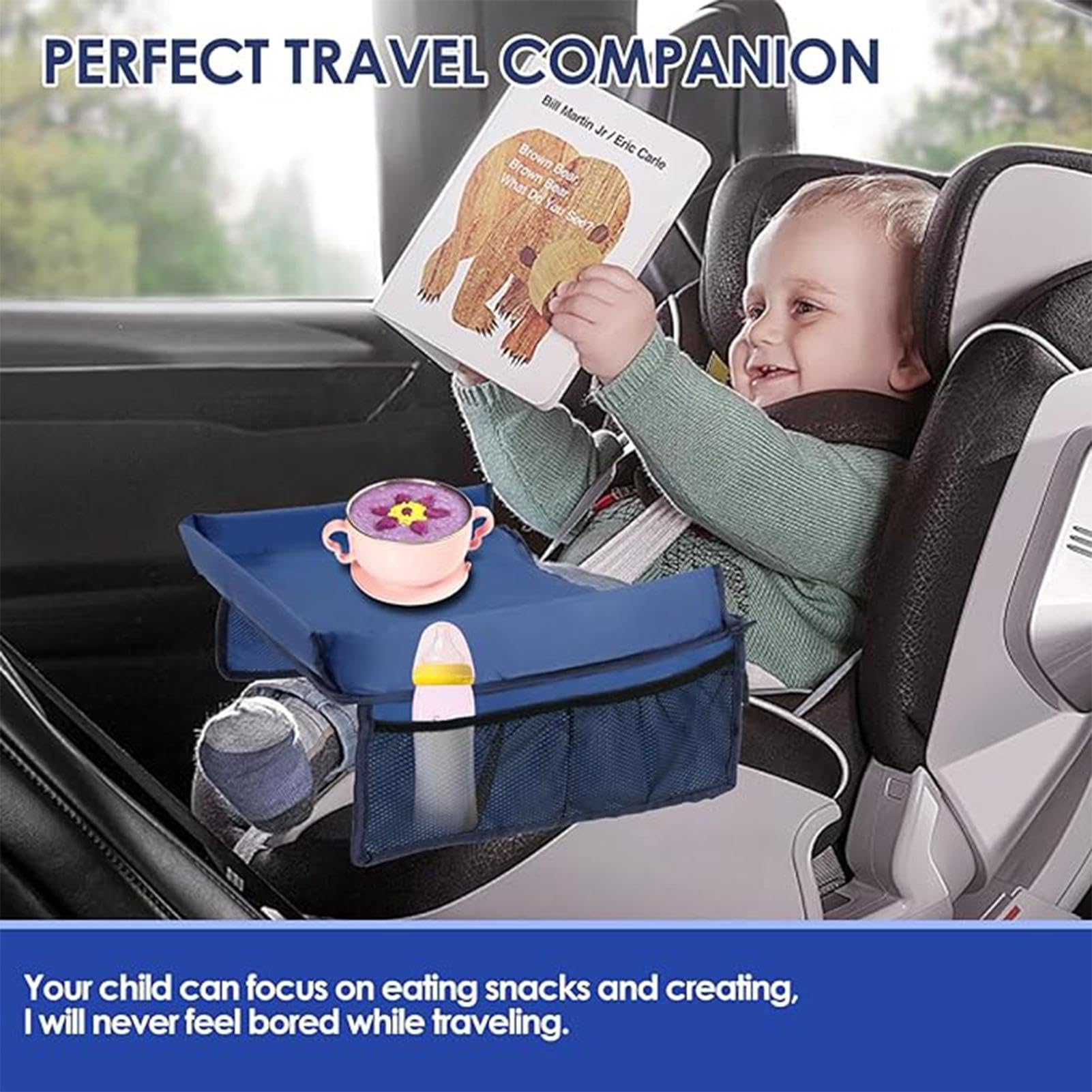 Best Kids Car Seat Tray - Portable Lap Desk for Travel & Road Trips - Durable Travel Tray for Eating, Drawing & Playing - Perfect for Long Car Rides & Airplane Activities