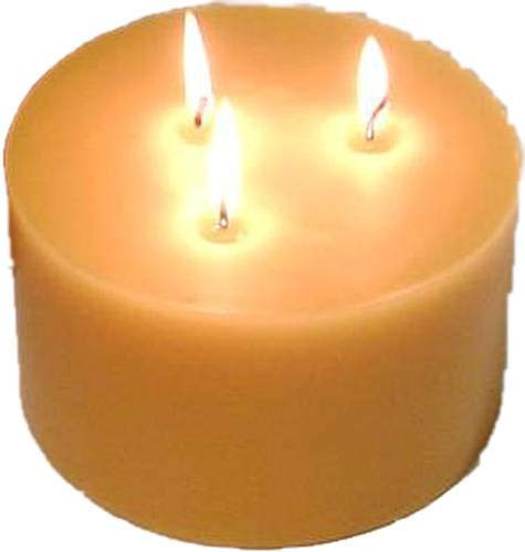 Pure Beeswax Triple Wick Pillar Candle - 3 Inch Tall x 6 Inch Wide - Natural Scented Candle for Home Decor, Meditation & Relaxation