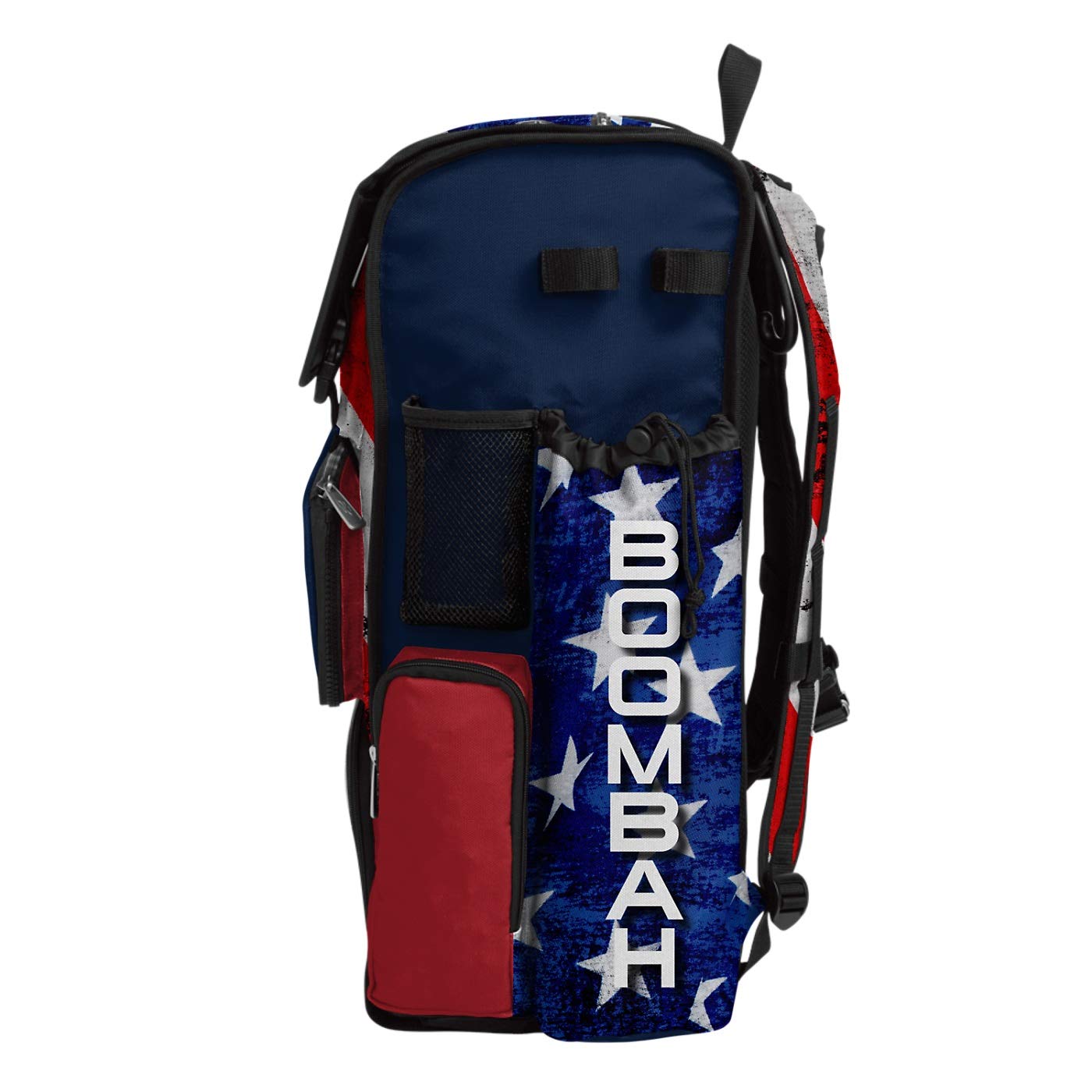 Boombah Superpack Baseball Bat Backpack - Holds 4 Bats, No Wheels, USA Stars & Stripes Navy/Red/White Design - Perfect for Baseball Practice, Games & Travel